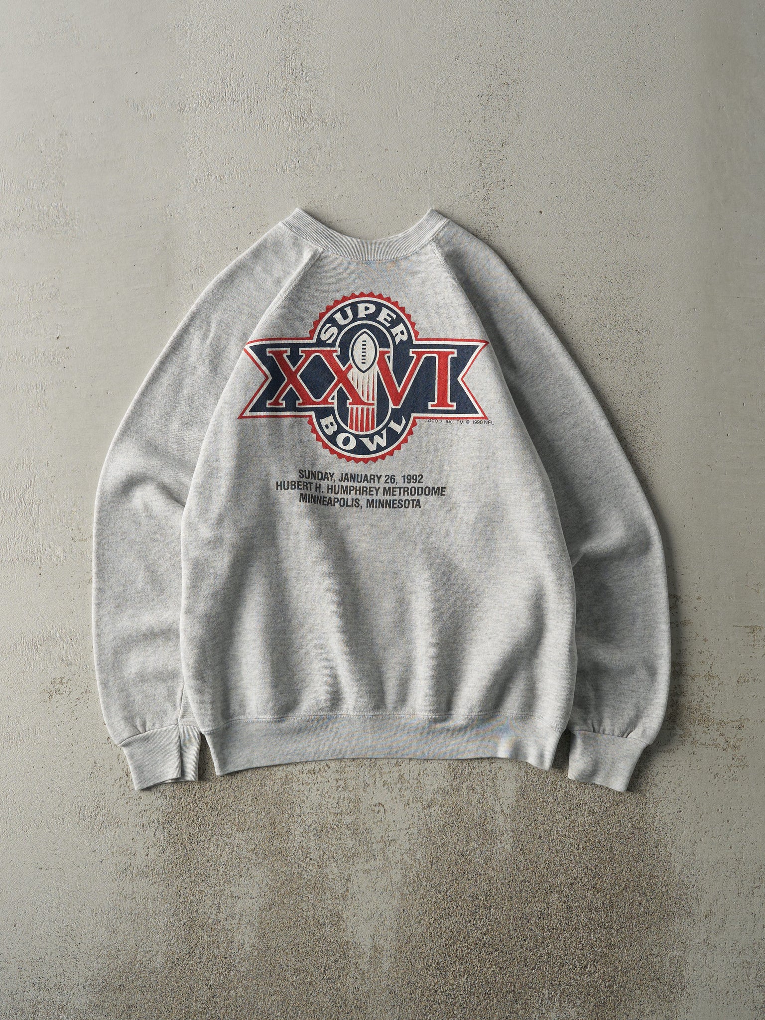 Vintage 92' Heather Grey Super Bowl XXVI Crewneck (M)