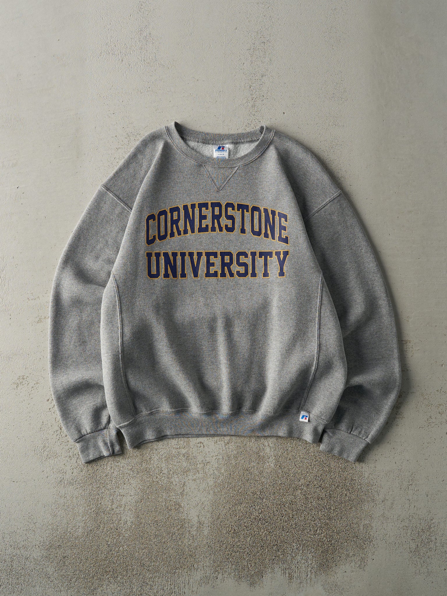 Vintage Y2K Grey Cornerstone University Russell Athletics Crewneck (L)