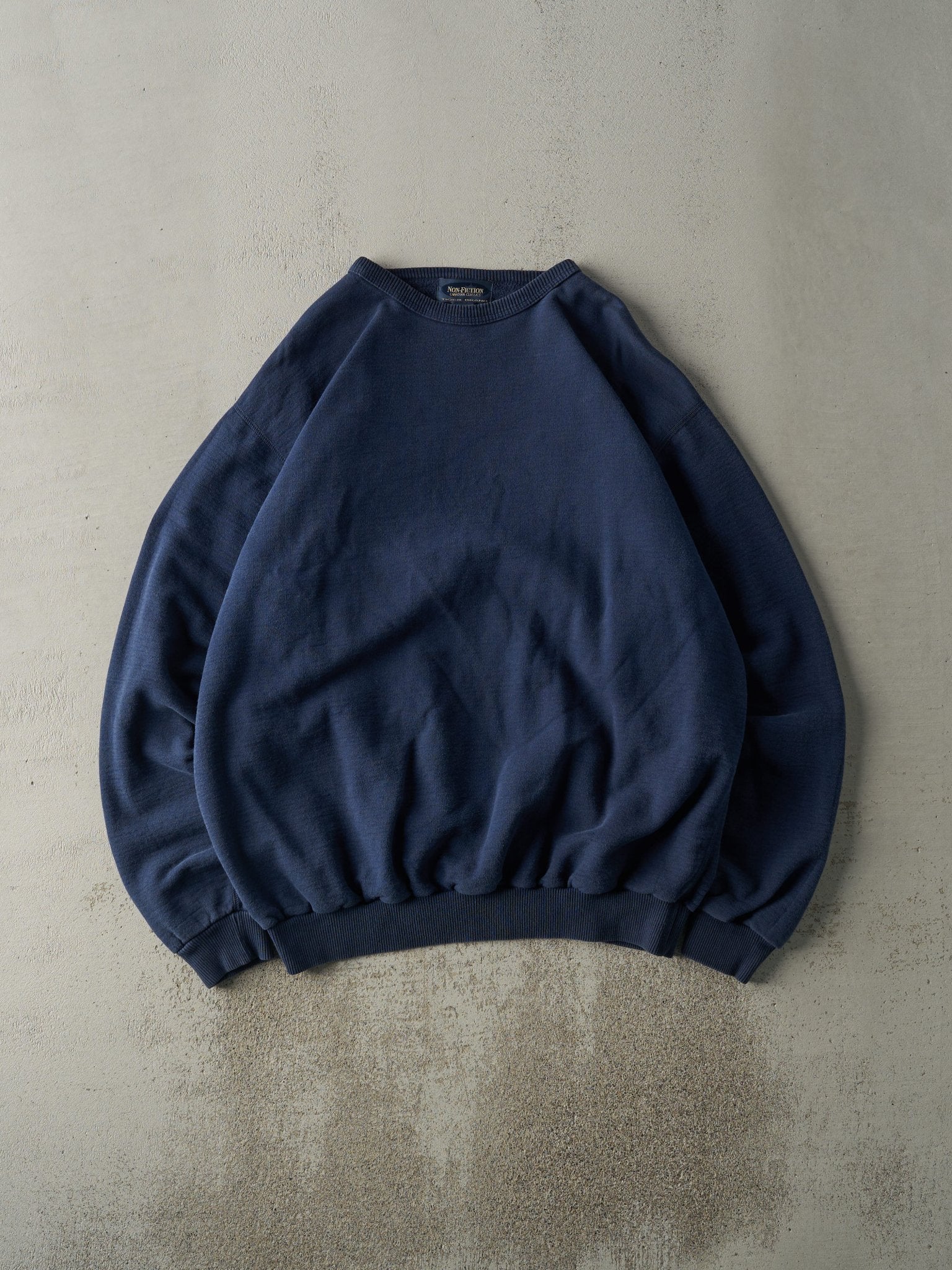 Vintage 90s Navy Blue Non-Fiction Blank Crewneck (XXXL)