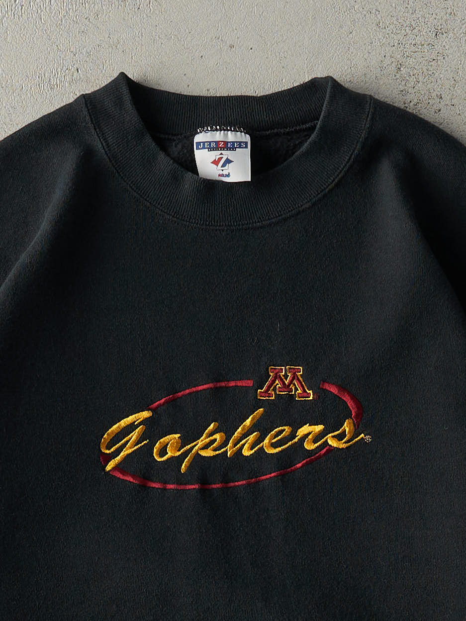 Vintage 90s Black Embroidered Minnesota Golden Gophers Crewneck (L)