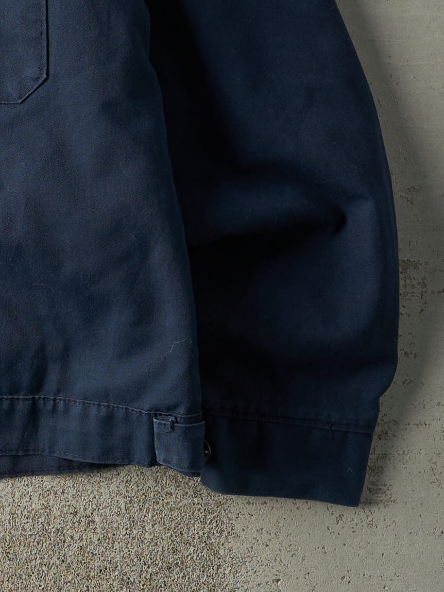 Vintage 80s Navy Blue Embroidered Workwear Jacket (XL)