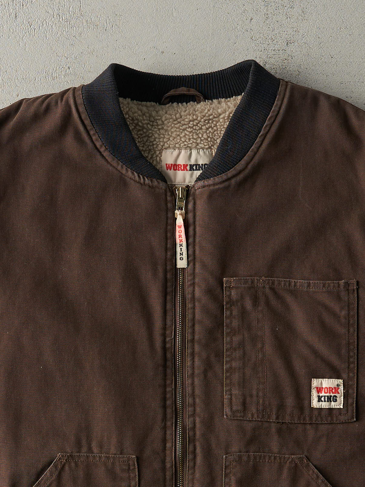 Vintage 90s Brown Work King Sherpa Lined Work Vest (XL)