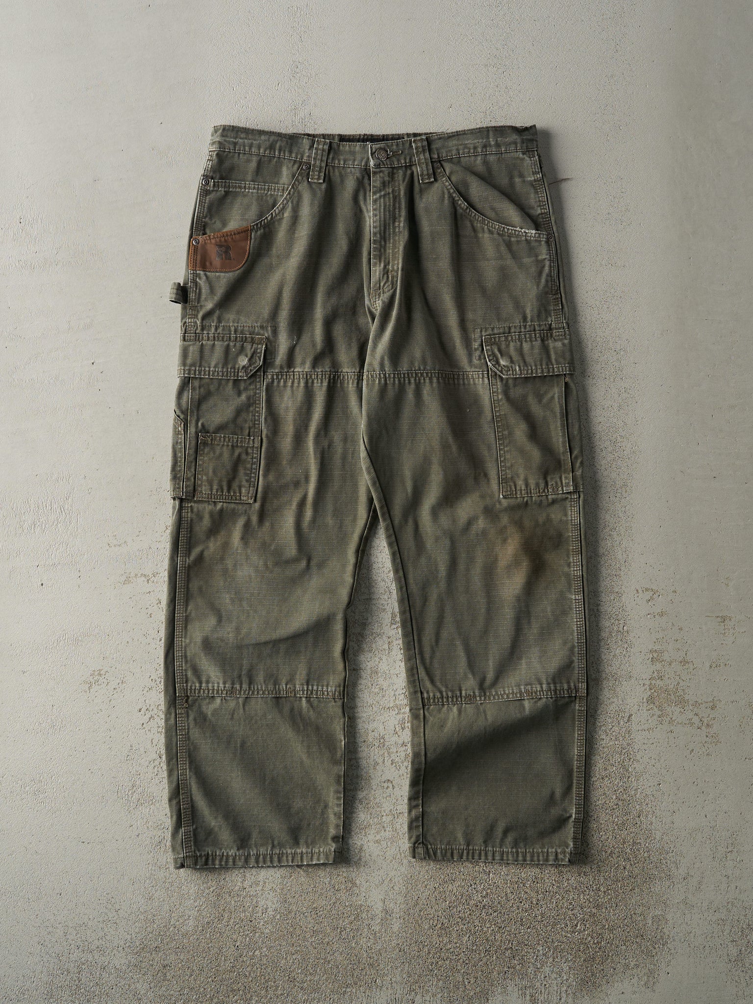 Vintage Y2K Green Wrangler Riggs Cargo Ripstop Carpenter Pants (35.5x29.5)