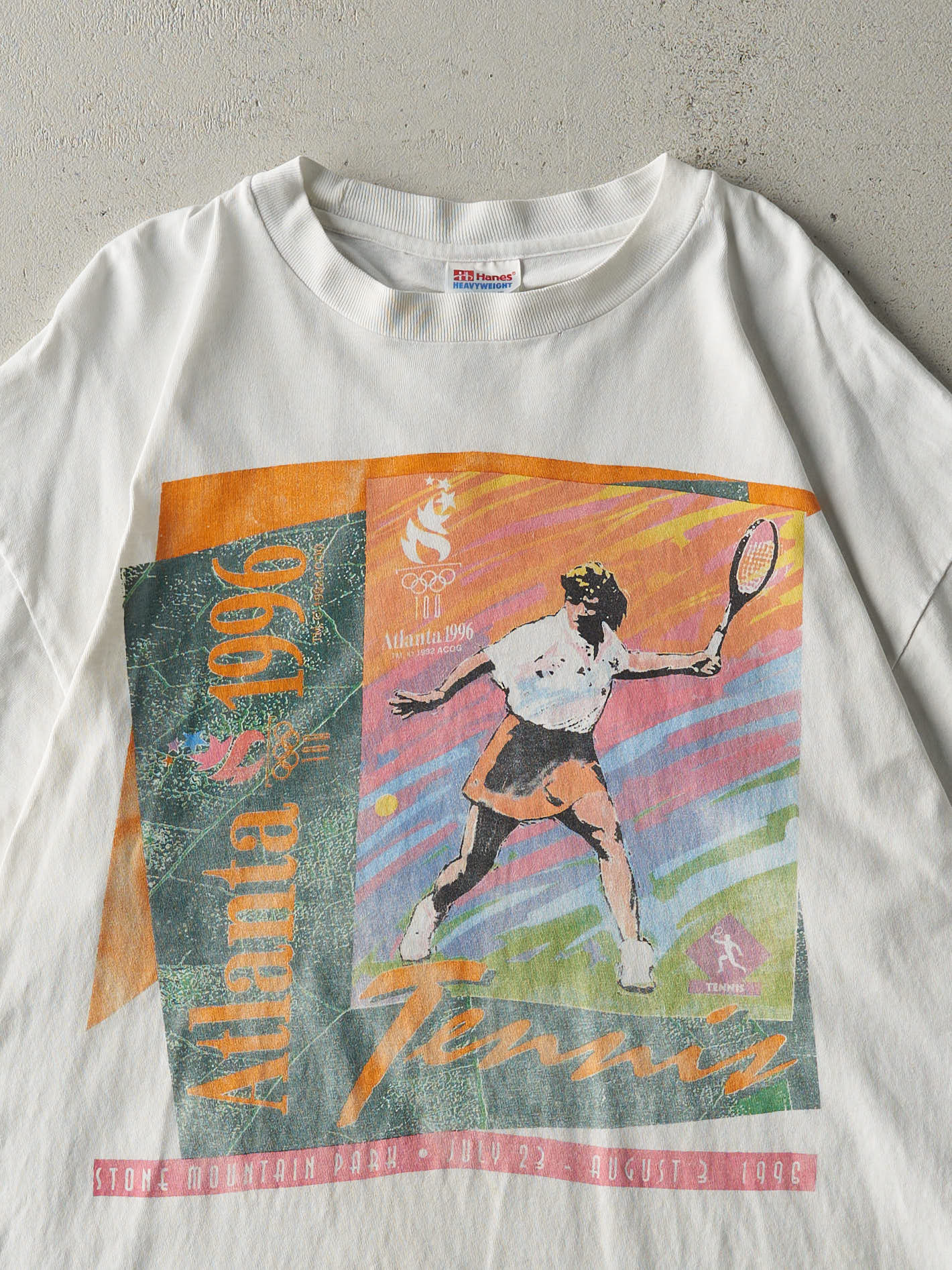 Vintage 96' White Atlanta Olympics Tennis Tee (L/XL)