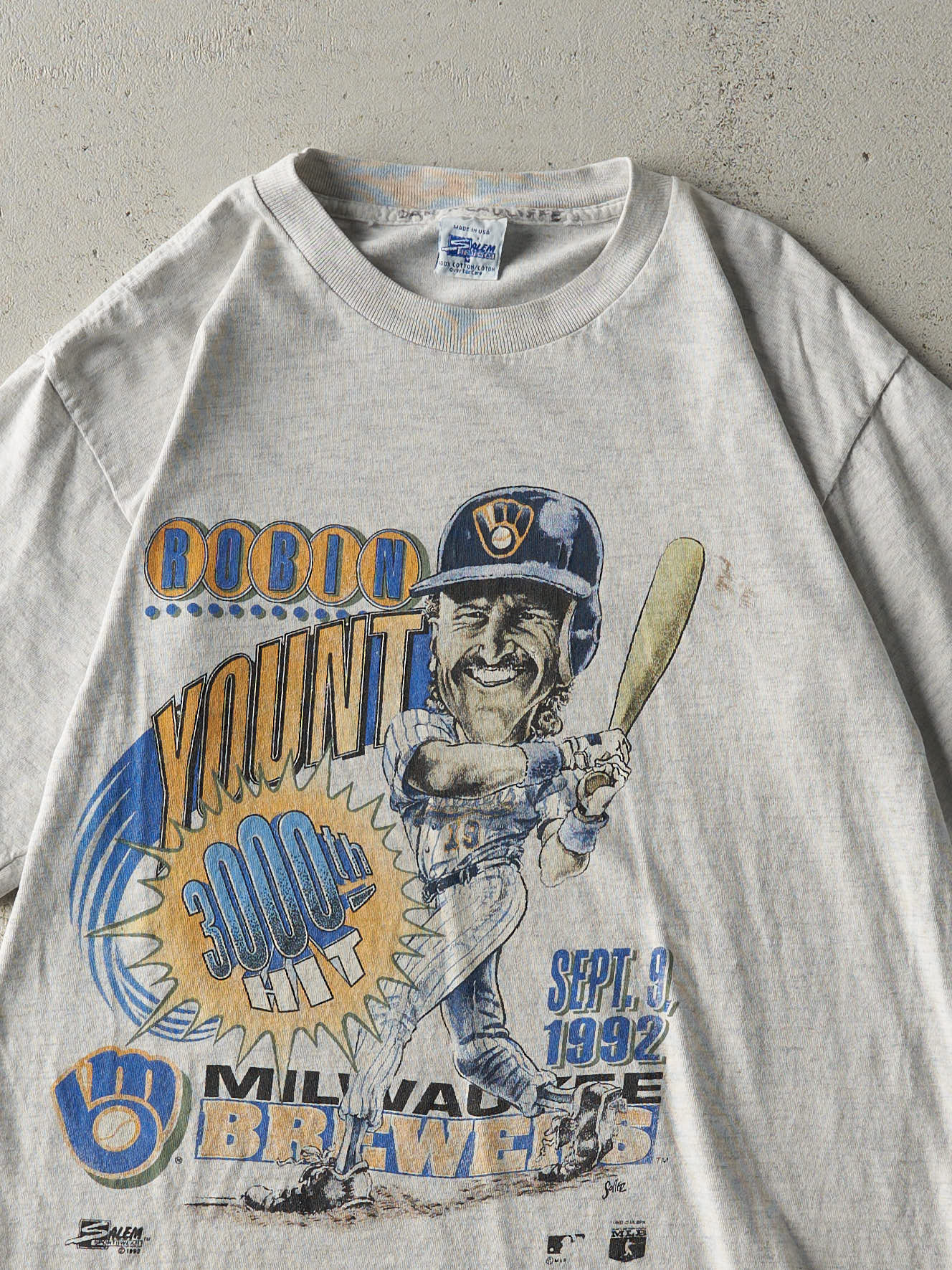 Vintage 92' Heather Grey Milwaukee Brewers Single Stitch Tee (S/M)