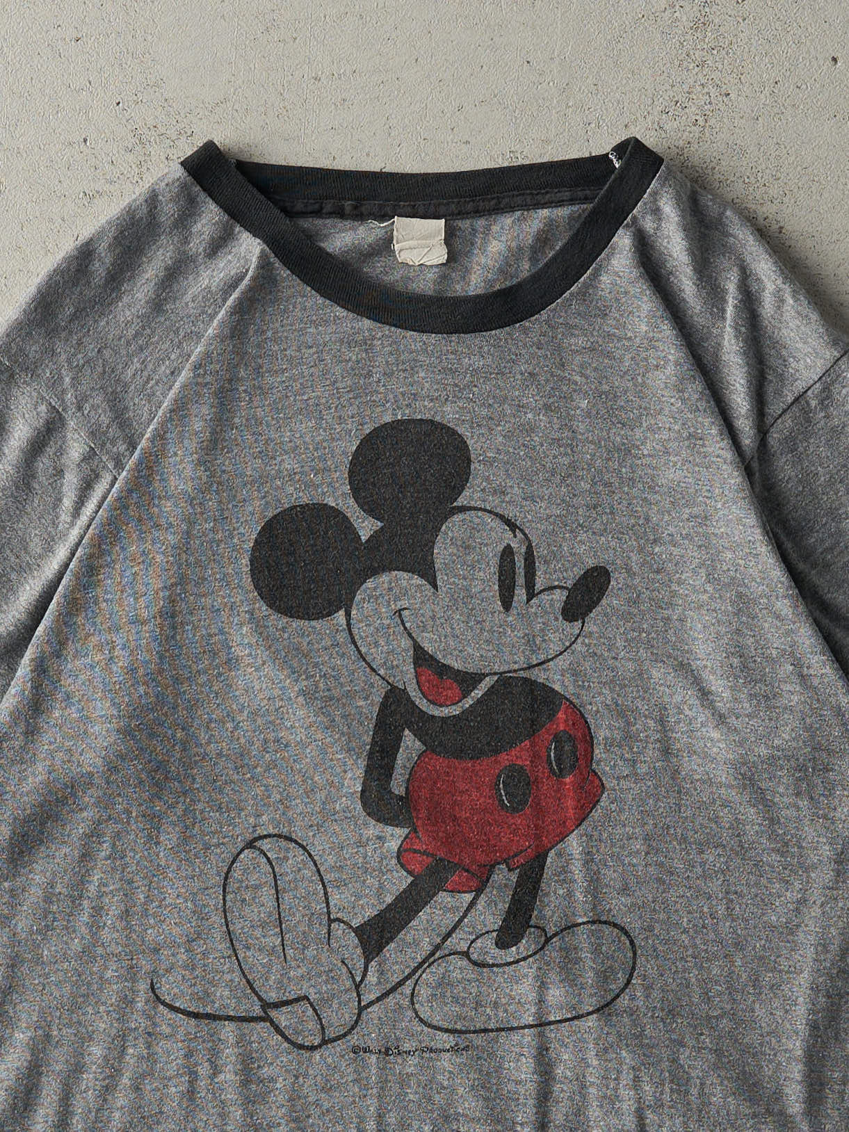 Vintage 80s Grey Mickey Mouse Ringer Tee (M)