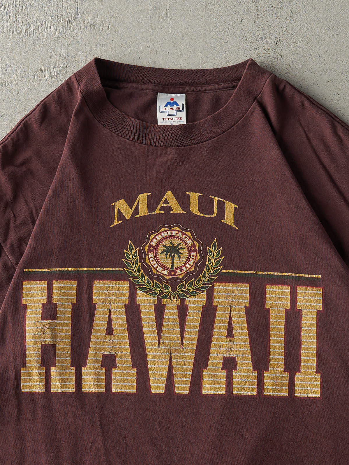 Vintage 90s Burgundy Maui Hawaii Single Stitch Tee (L)