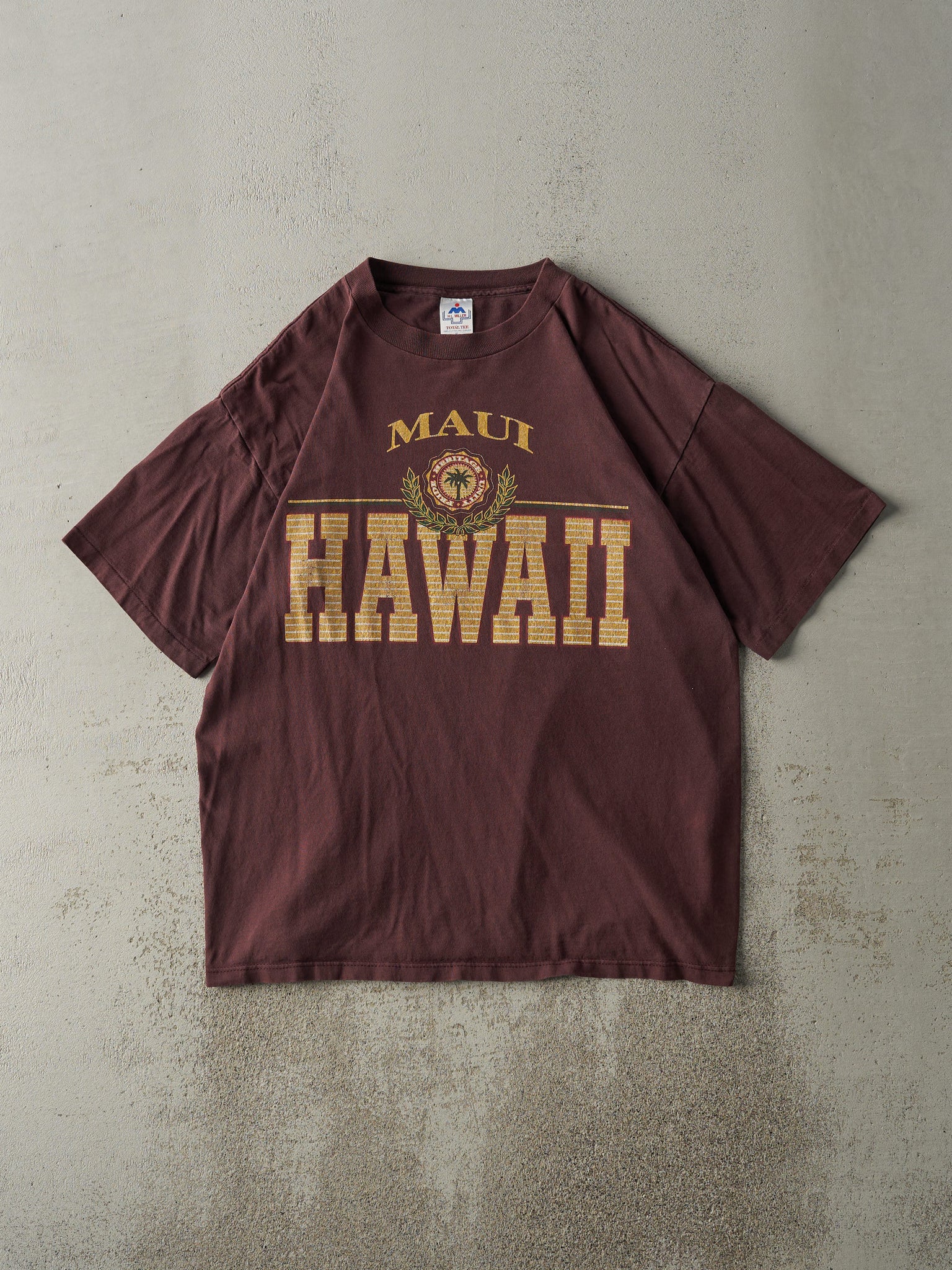 Vintage 90s Burgundy Maui Hawaii Single Stitch Tee (L)