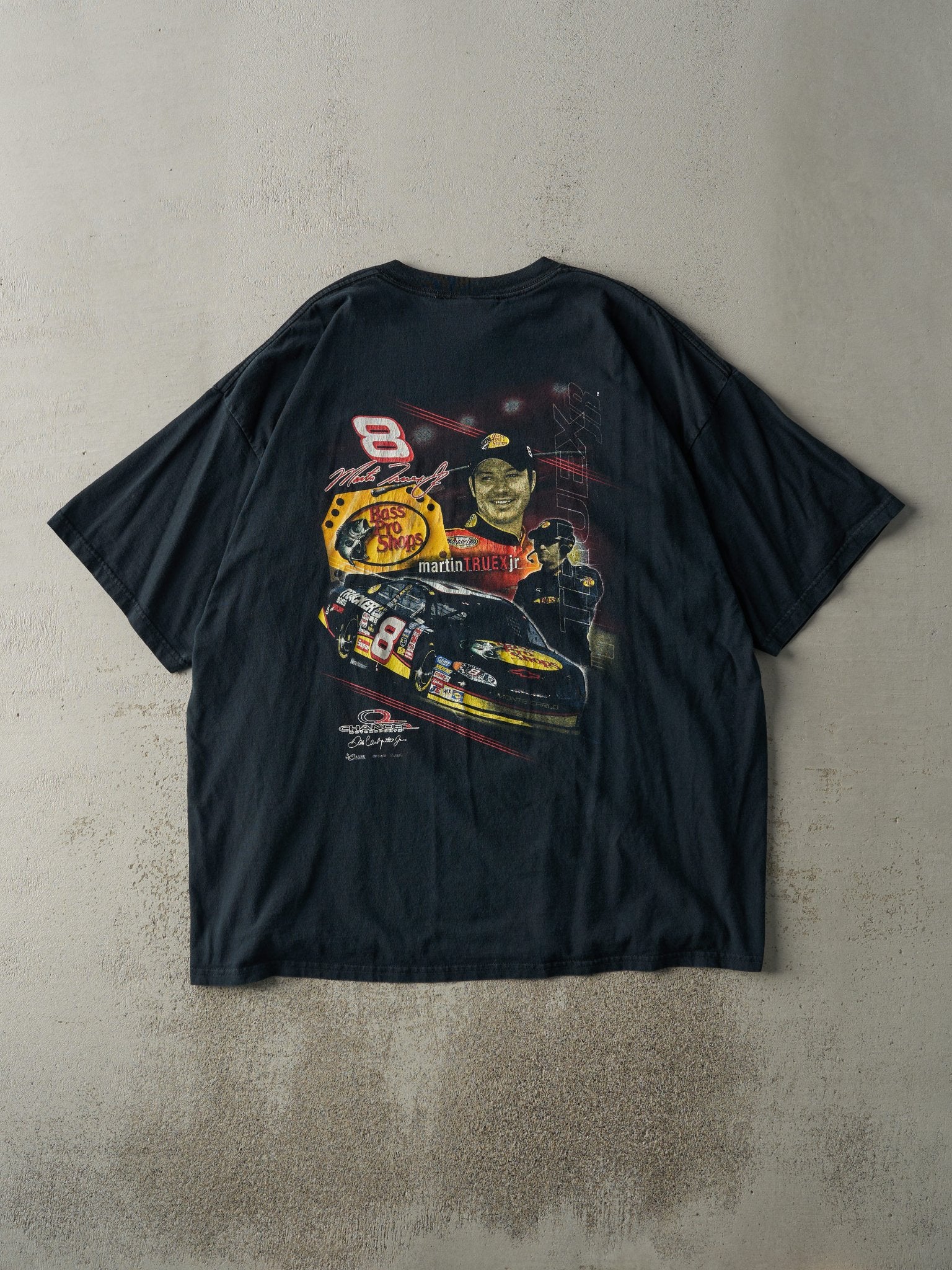 Vintage Y2K Black Bass Pro Shops Martin Truex Jr Nascar Racing Tee (XXL)