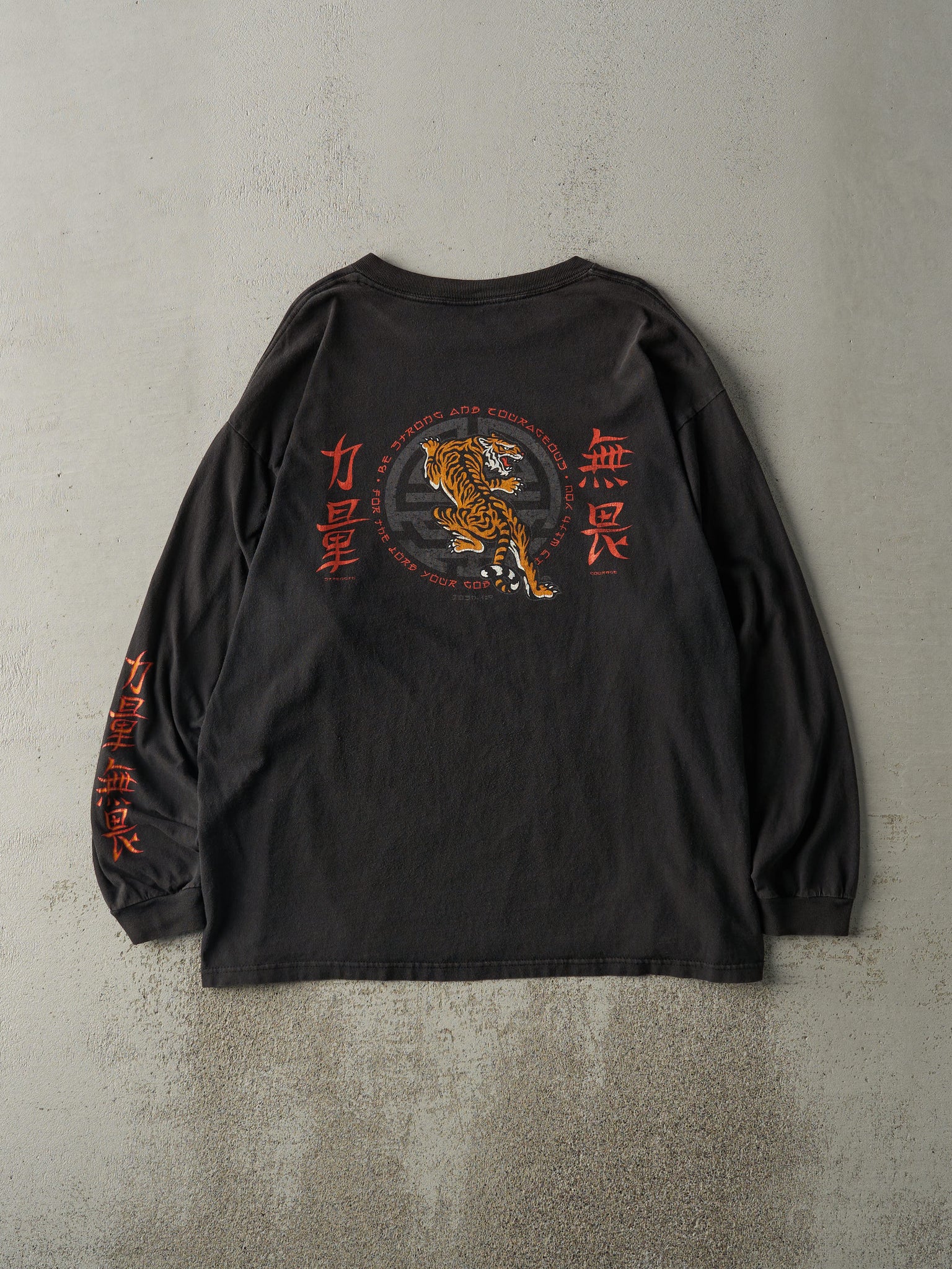 Vintage 90s Black Tiger Religious Bible Verse Long Sleeve (L)