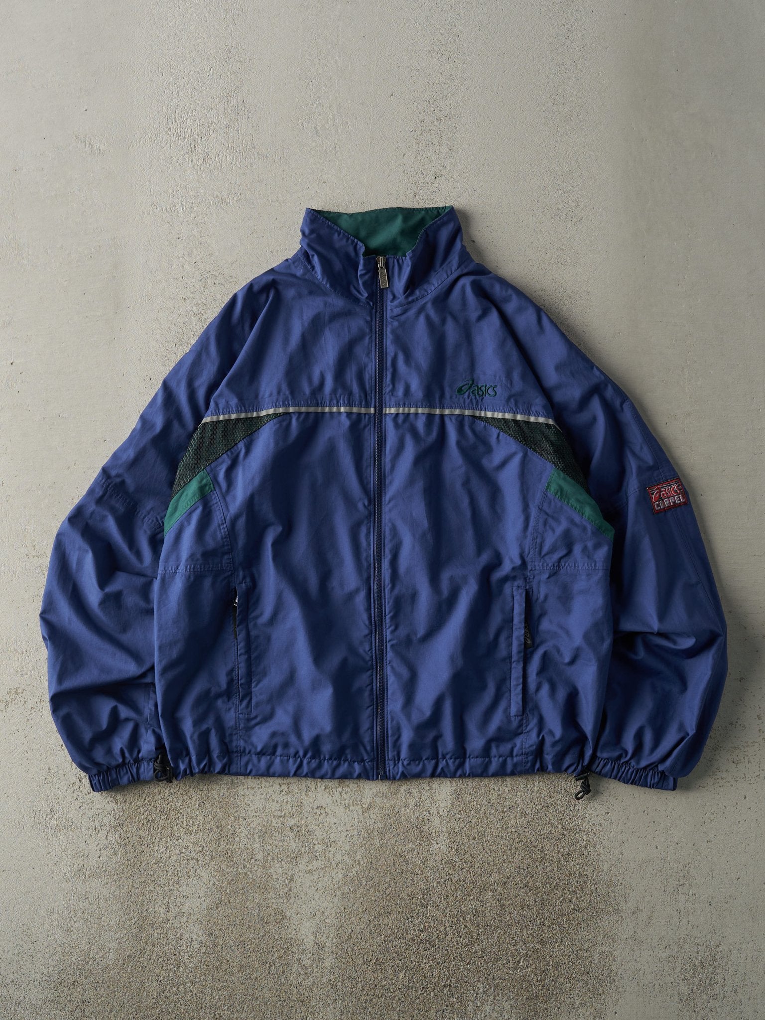 Vintage 90s Blue & Green Asics Windbreaker Jacket (M/L)