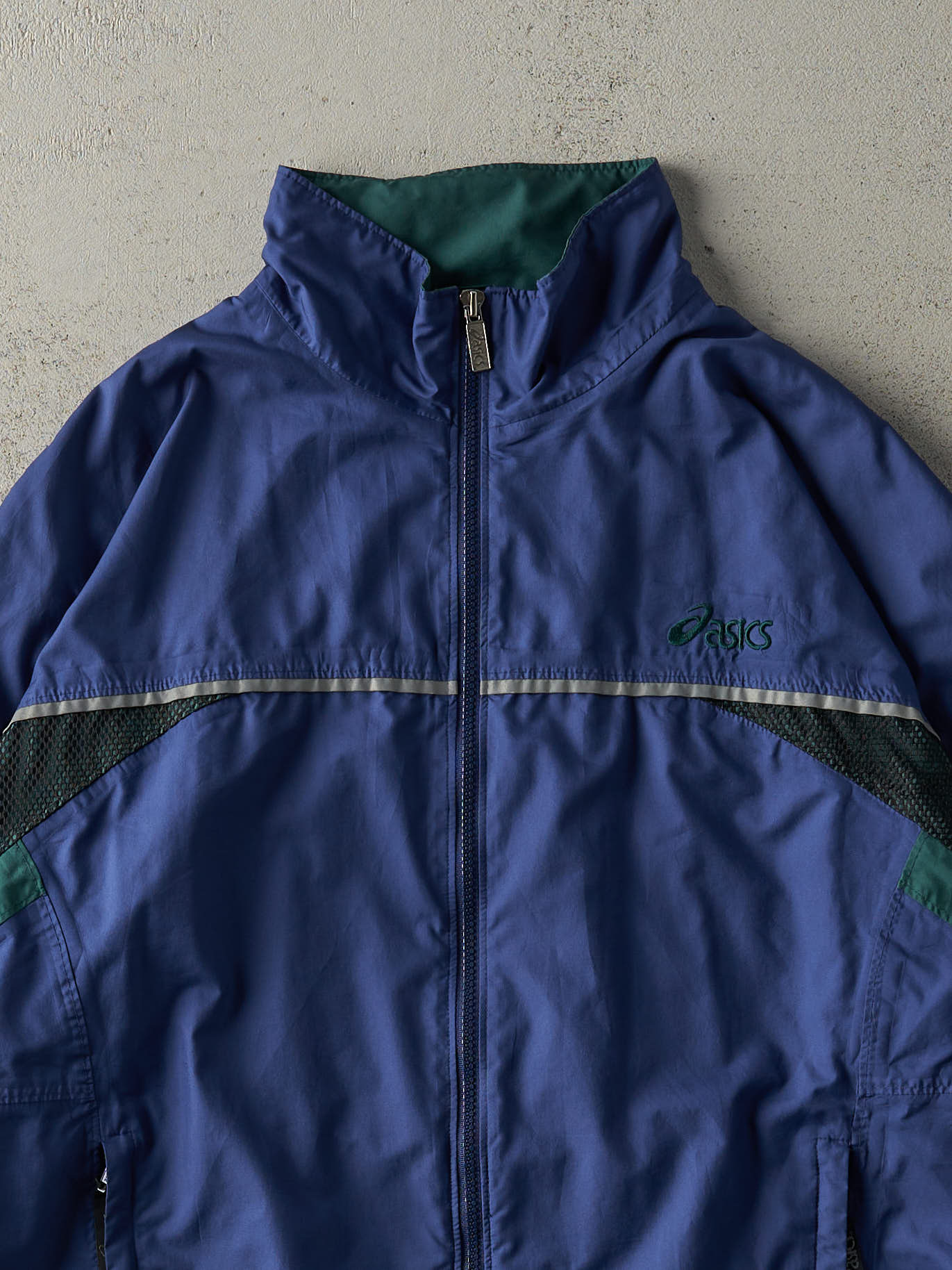 Vintage 90s Blue & Green Asics Windbreaker Jacket (M/L)