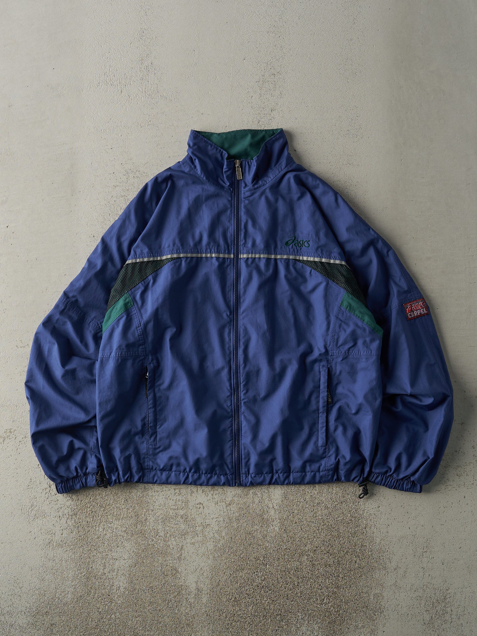 Vintage 90s Blue & Green Asics Windbreaker Jacket (M/L)