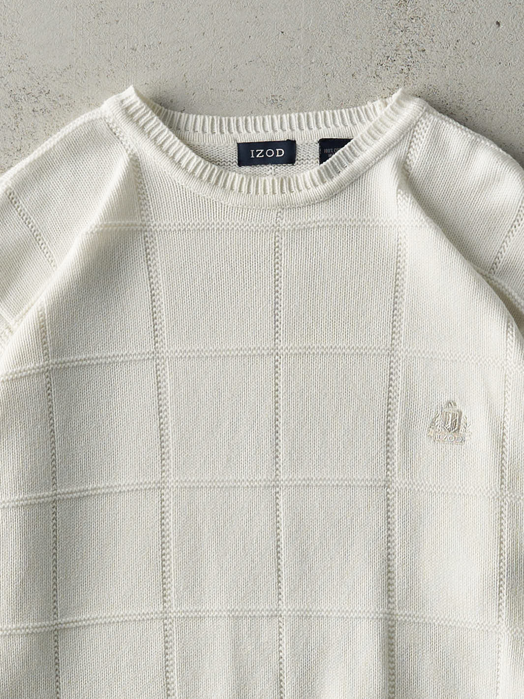 Vintage Y2K White Izod Embroidered Logo Box Patterned Knit (M)