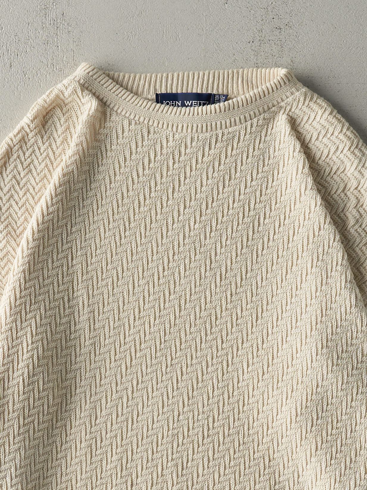 Vintage 90s Beige Zig Zag Pattern Knit (L)