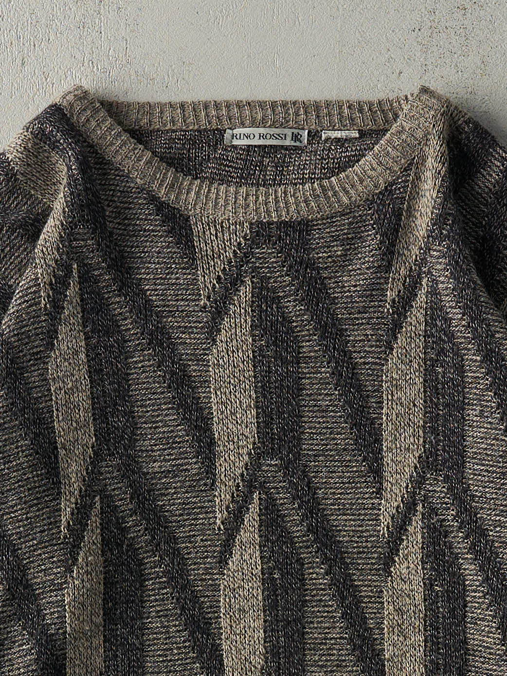 Vintage 90s Beige & Black Patterned Knit (M)