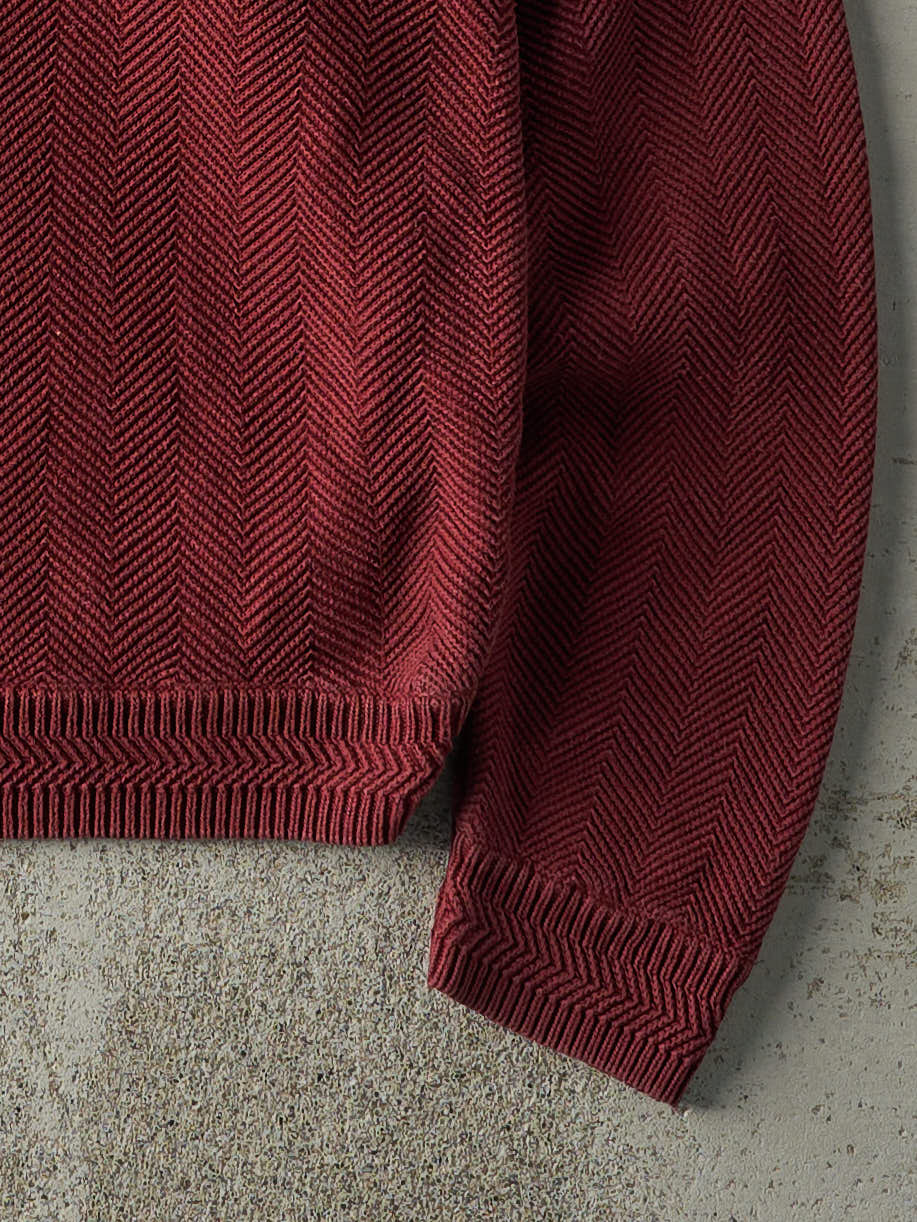 Vintage 90s Burgundy Herringbone Chaps Ralph Lauren Knit (M/L)