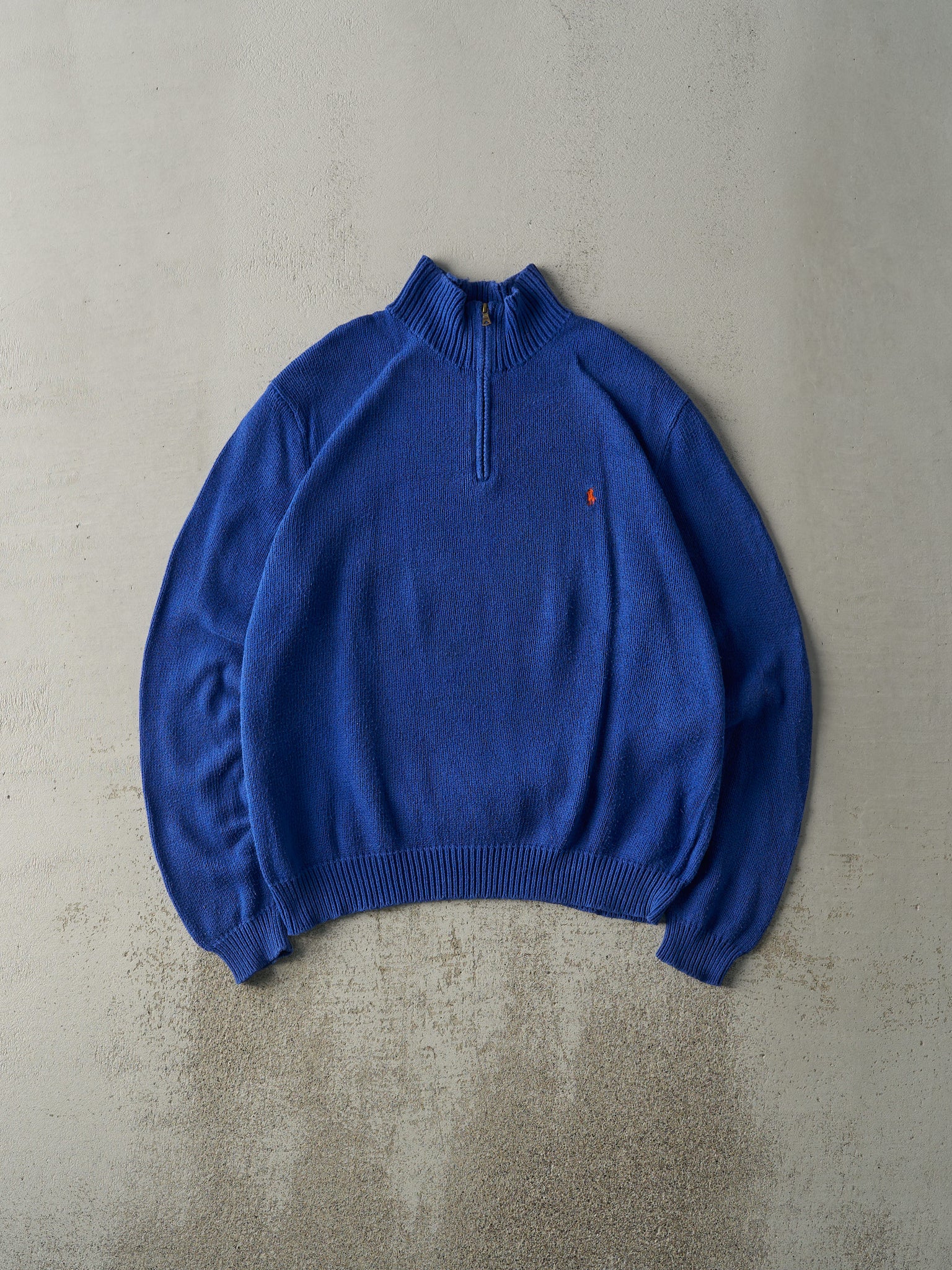 Vintage 90s Blue Polo Ralph Lauren Knit Quarter Zip (L)