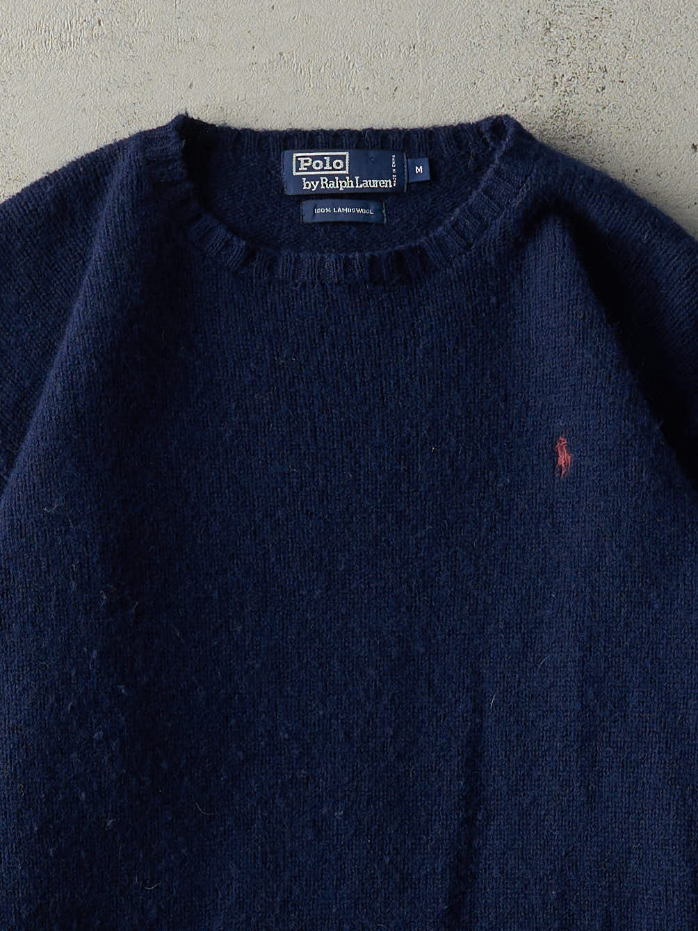 Vintage 90s Navy Blue Wool Polo Ralph Lauren Knit (M)