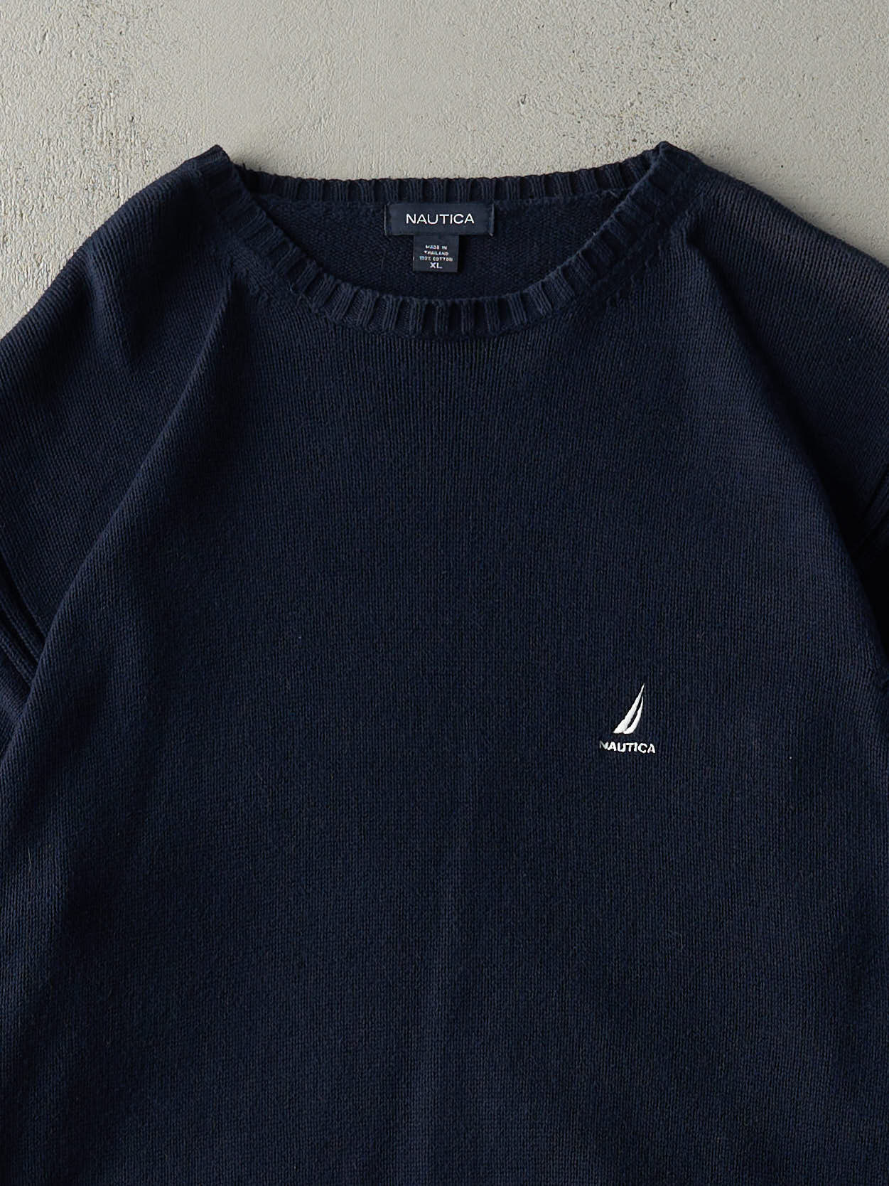 Vintage Y2K Navy Blue Embroidered Nautica Knit (L)