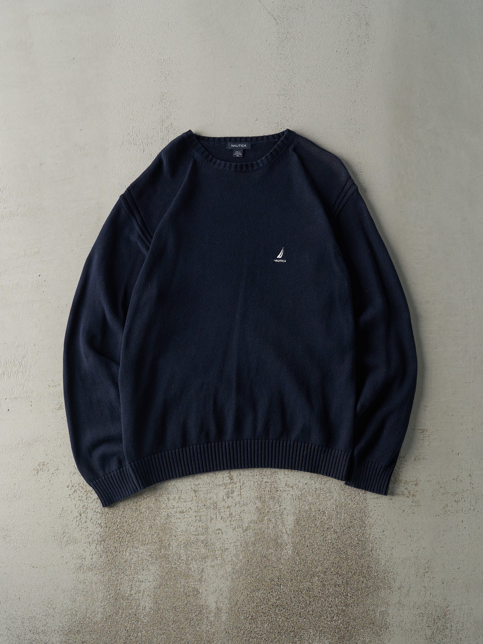 Vintage Y2K Navy Blue Embroidered Nautica Knit (L)