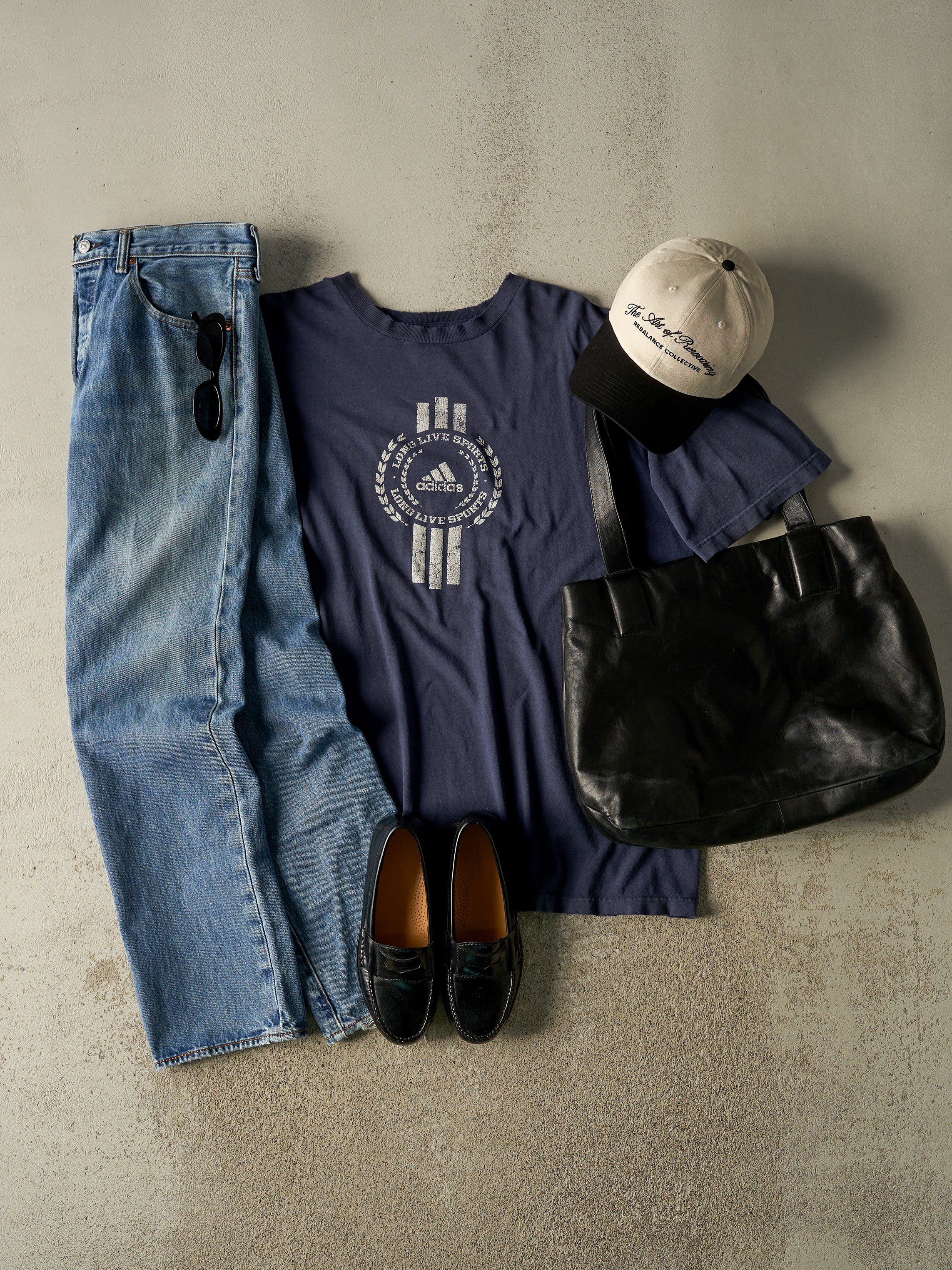 Vintage 90s Navy Blue Adidas Logo Tee (XL/XXL)