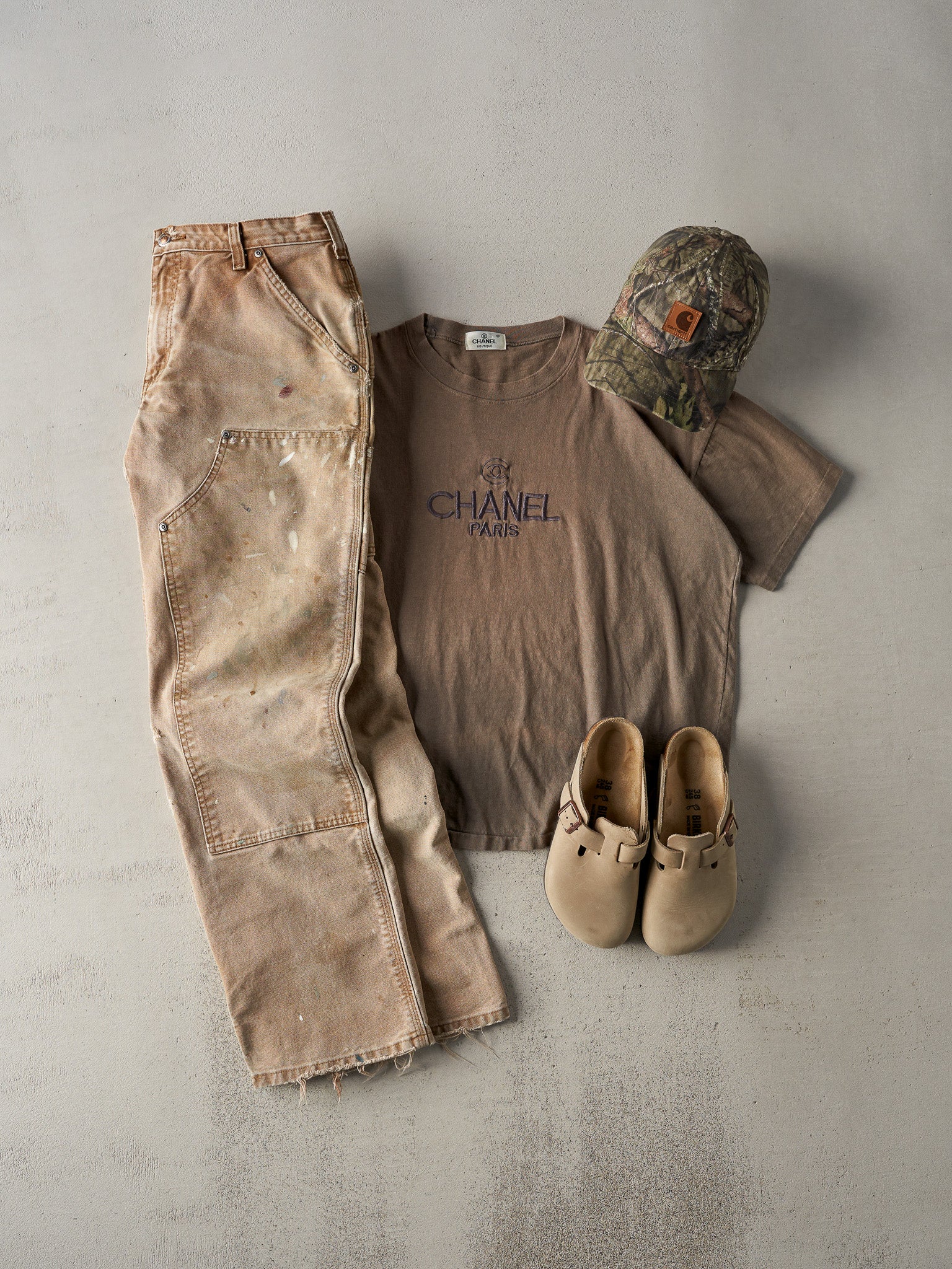 Vintage 90s Beige Carhartt Double Knee Carpenter Pants (31.5x30)