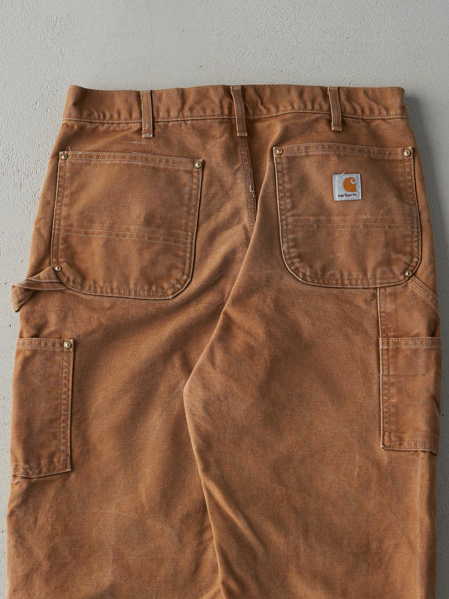 Vintage 90s Carmel Brown Dungaree Fit Carhartt Double Knee Carpenter Pants (33x31)