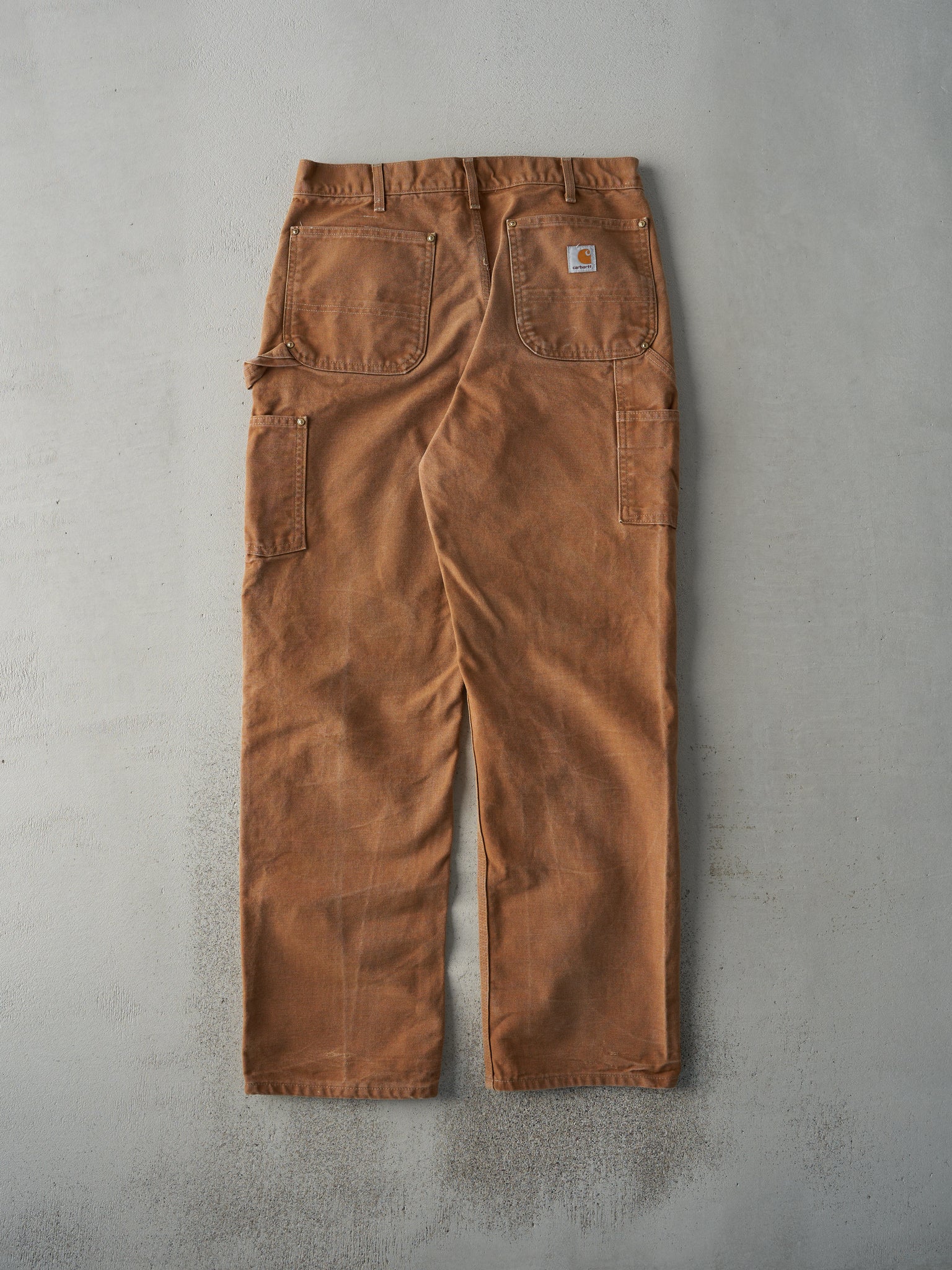 Vintage 90s Carmel Brown Dungaree Fit Carhartt Double Knee Carpenter Pants (33x31)