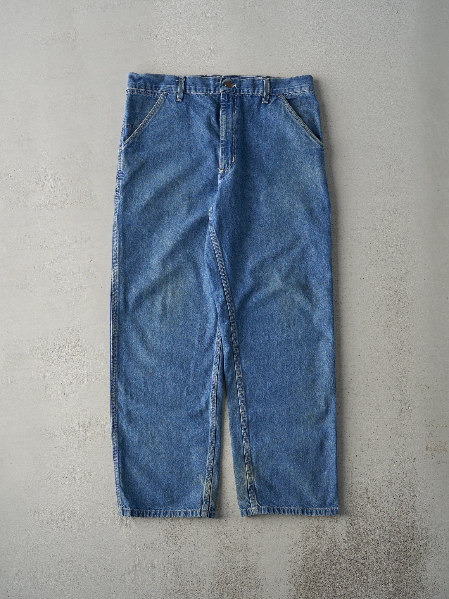 Vintage Y2K Mid Wash Carhartt Denim Carpenter Pants (34x29.5)