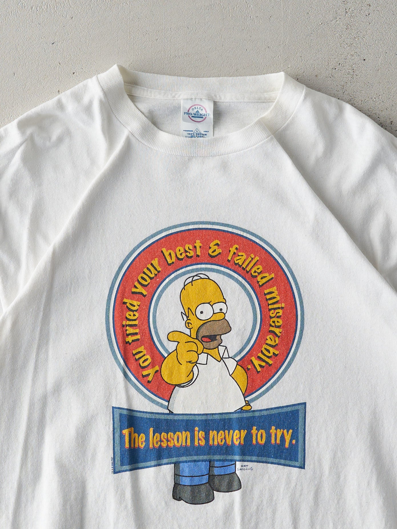 Vintage 03' White Homer Simpson Slogan Tee (M)