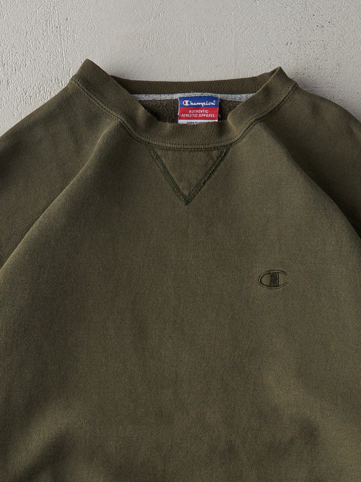 Vintage 90s Olive Green Blank Champion Logo Crewneck (L)