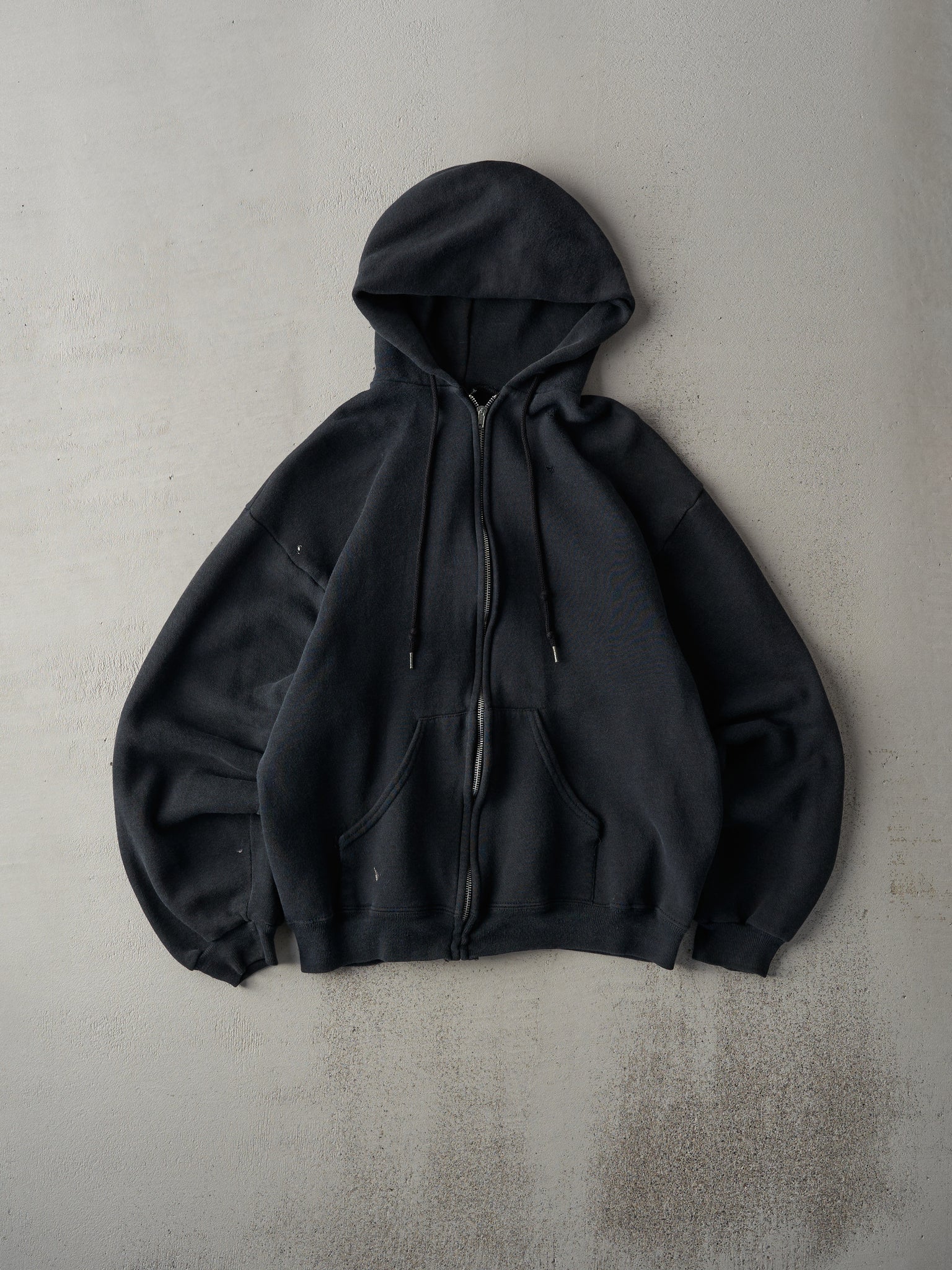 Vintage 90s Black Blank Zip Up Hoodie (M)