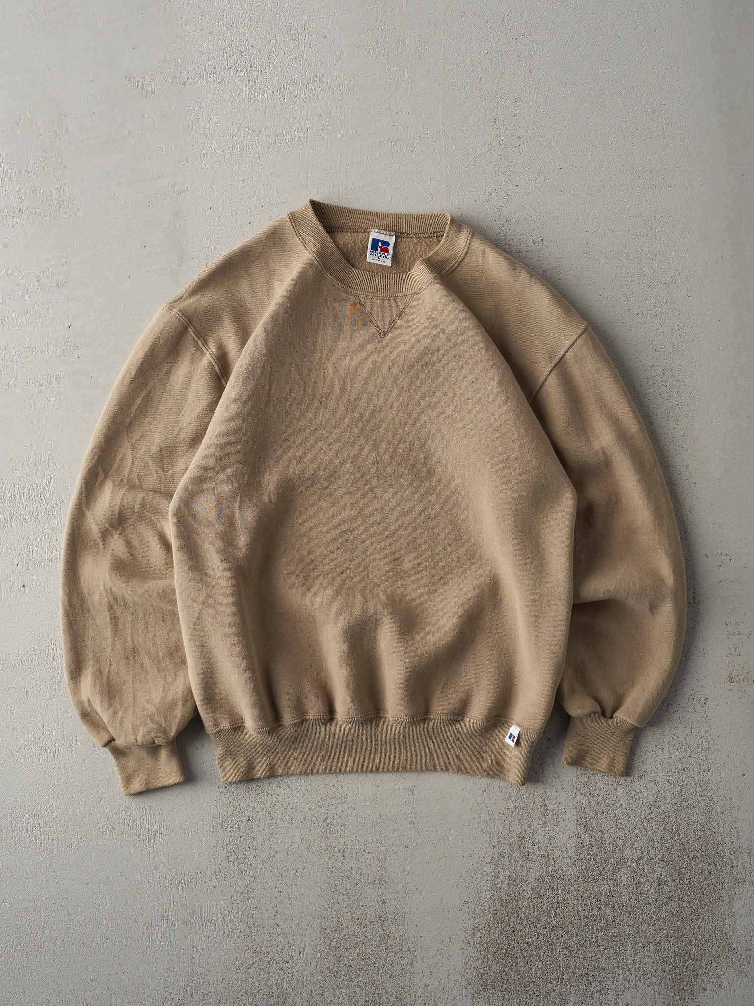 Vintage 90s Beige Russell Athletics Blank Crewneck (M)