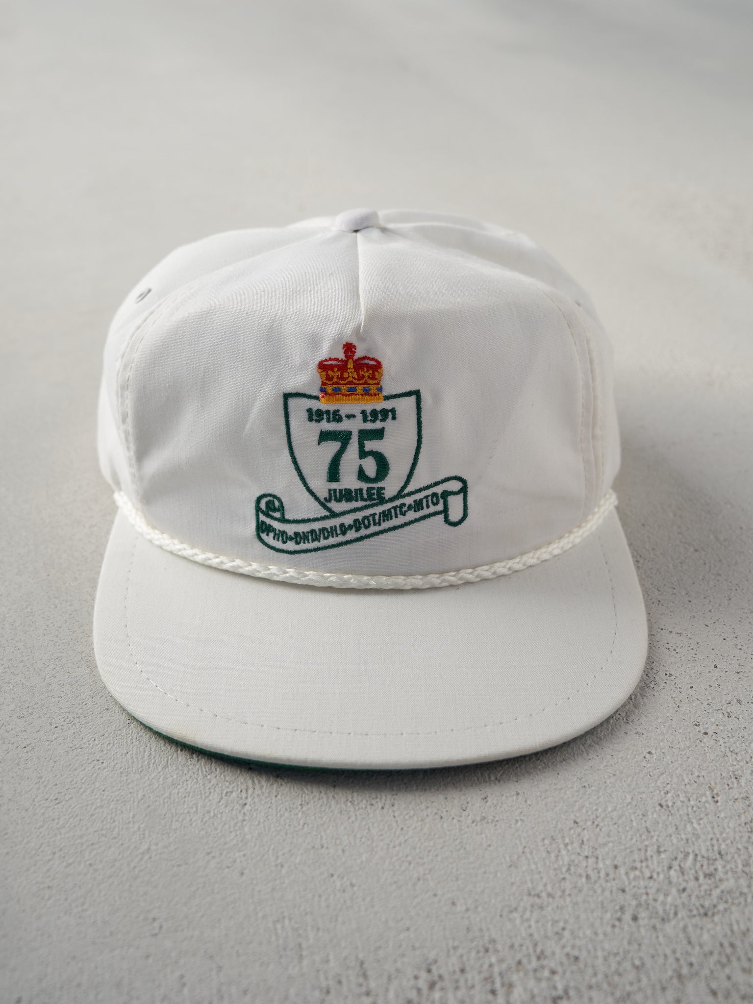 Vintage 91' White 75th Jubilee Embroidered Snap Back Hat