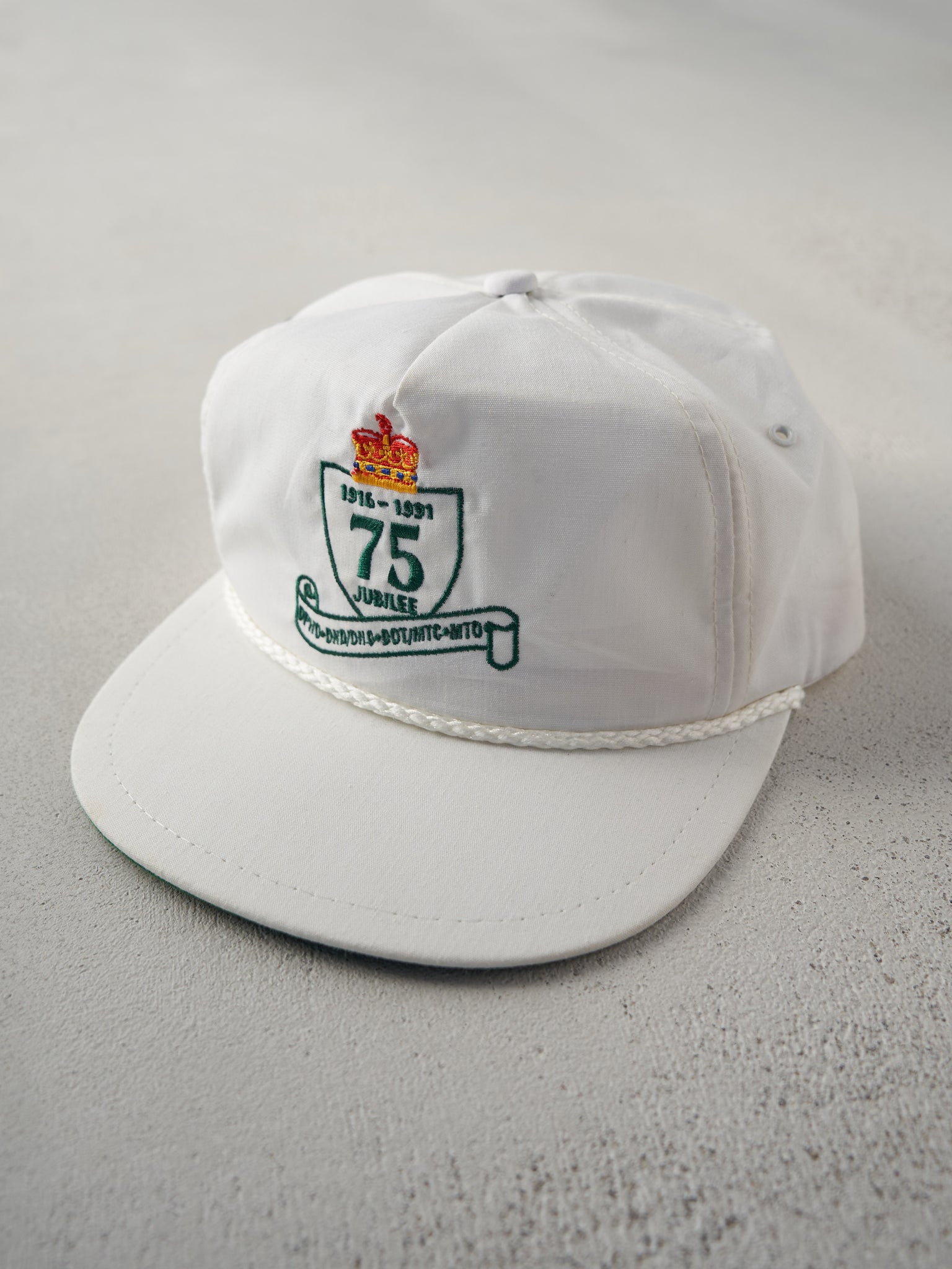 Vintage 91' White 75th Jubilee Embroidered Snap Back Hat