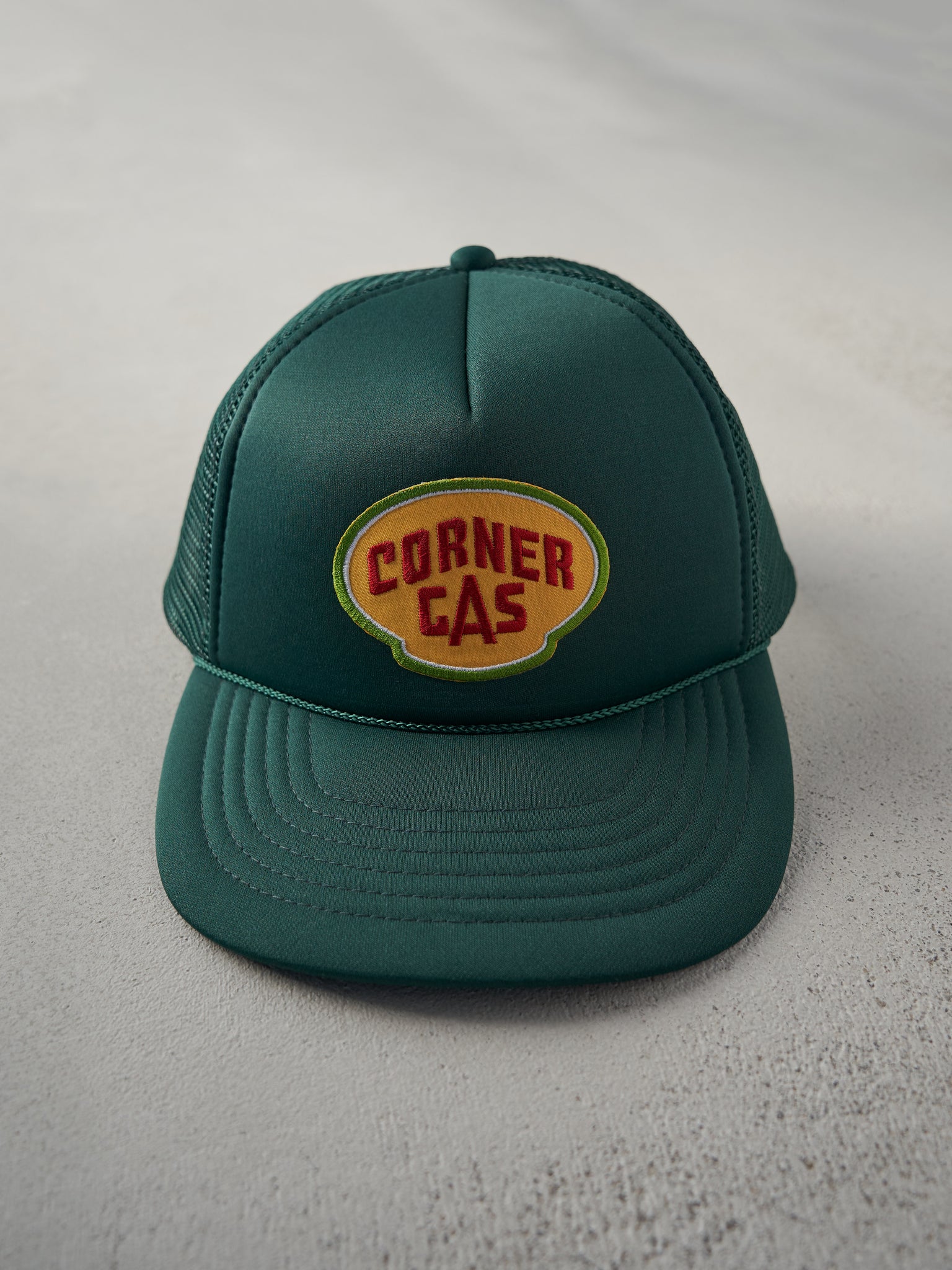 Vintage Y2K Forest Green Corner Gas Foam Trucker Hat