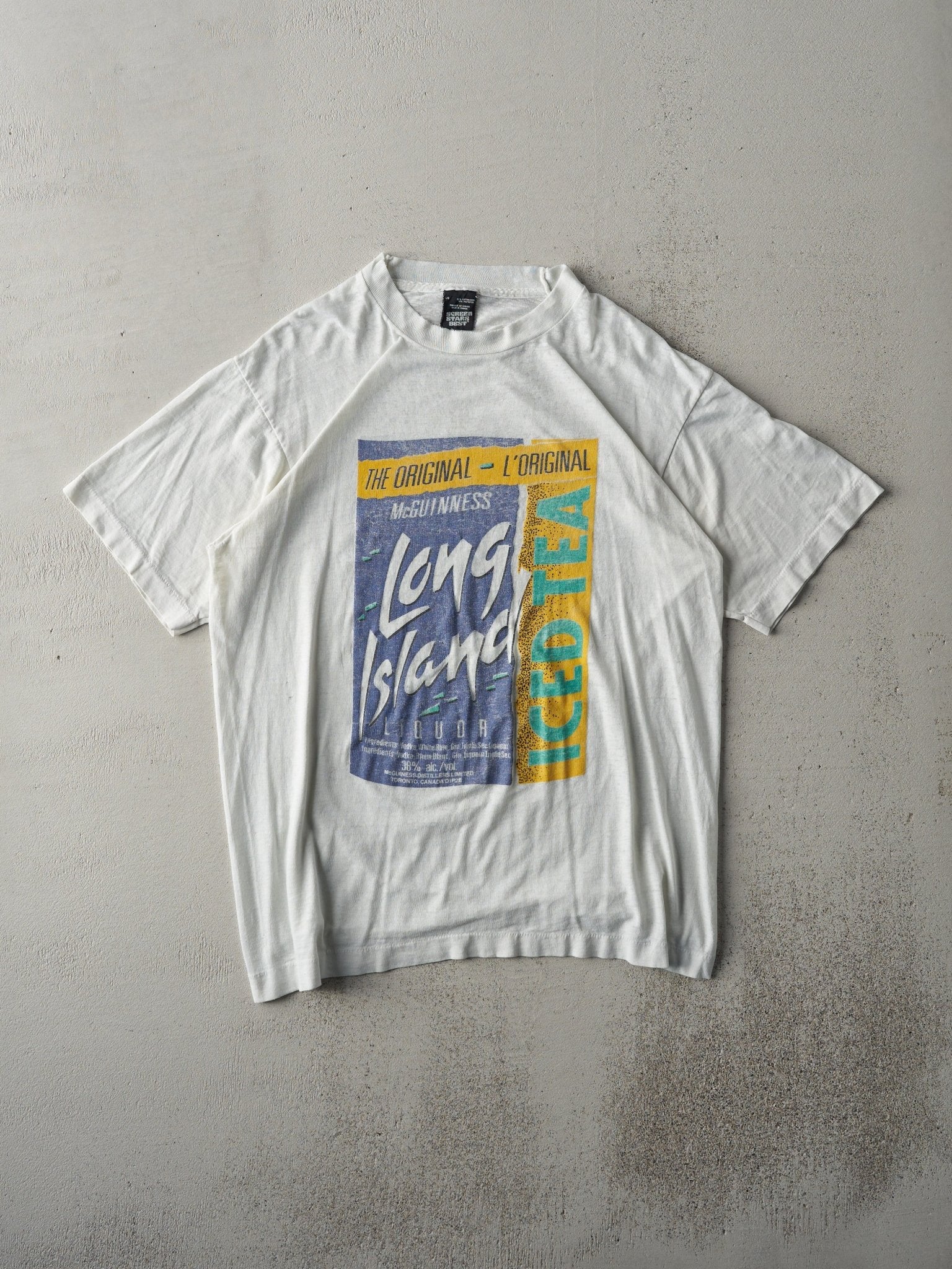 Vintage 80s White Long Island Iced Tea Single Stitch Tee (S/M)