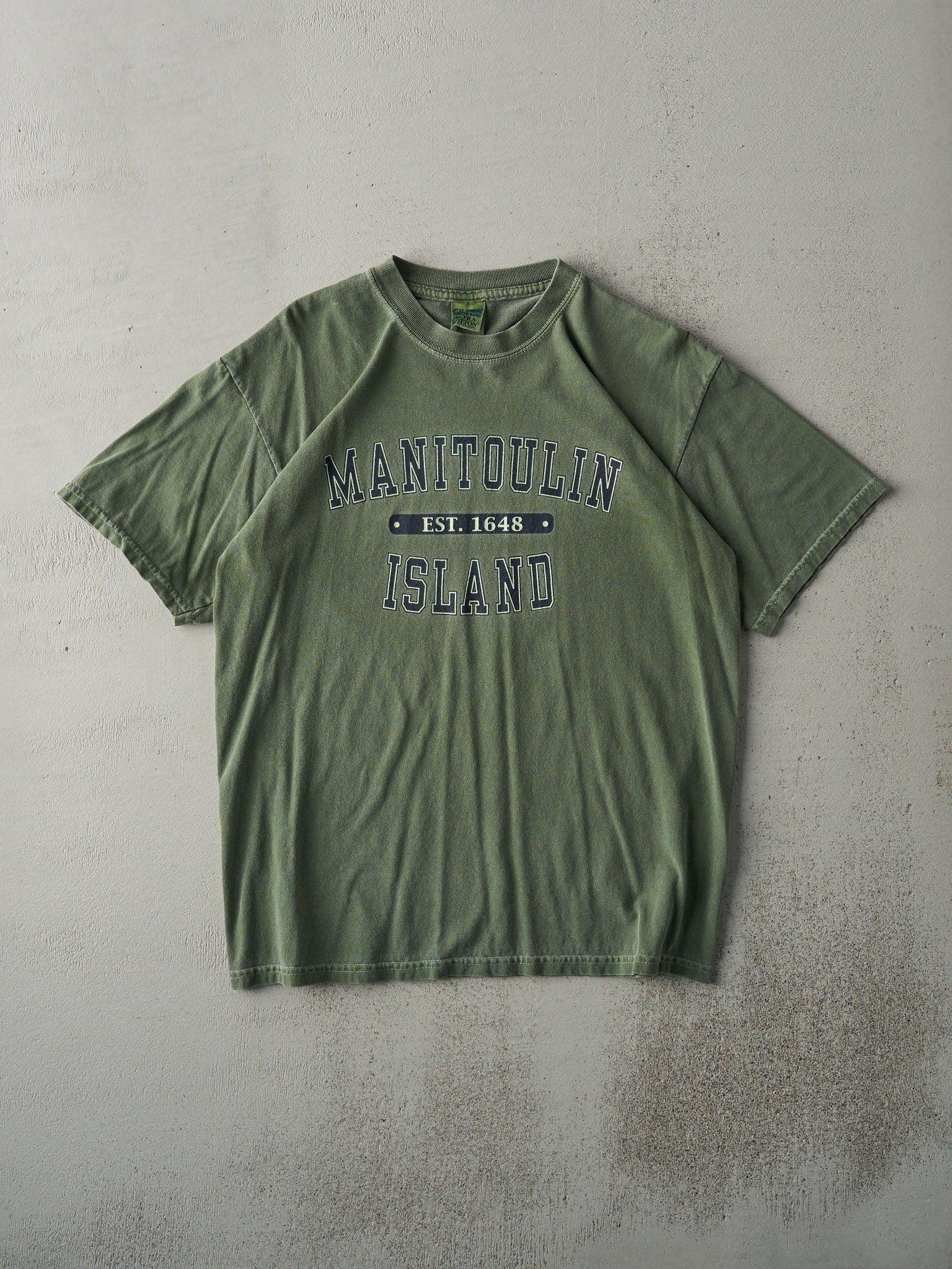 Vintage Y2K Washed Green Manitoulin Island Tee (M)