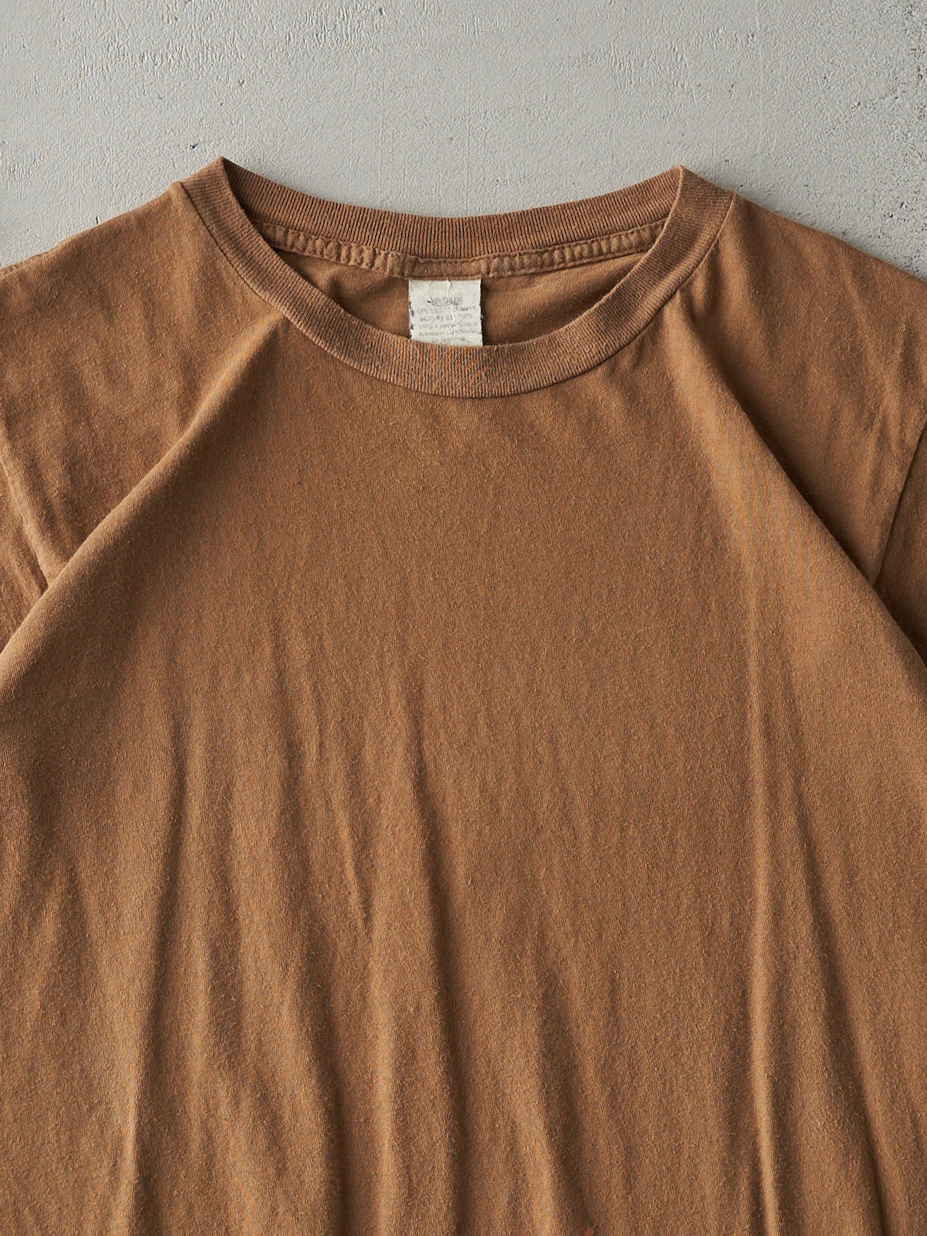 Vintage 90s Caramel Brown Blank Tee (S)