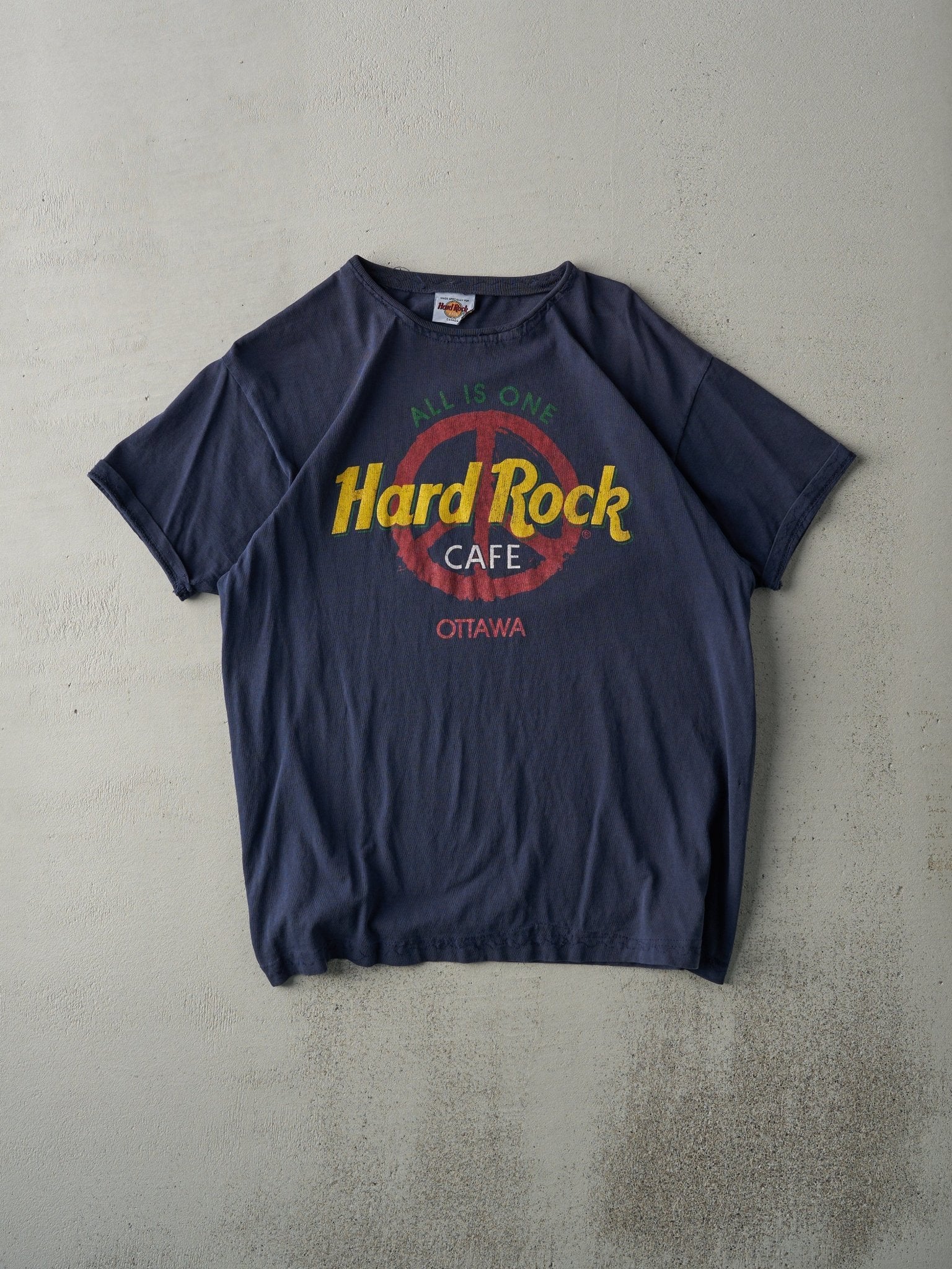 Vintage Y2K Navy Hard Rock Cafe Ottawa Peace Tee (M)