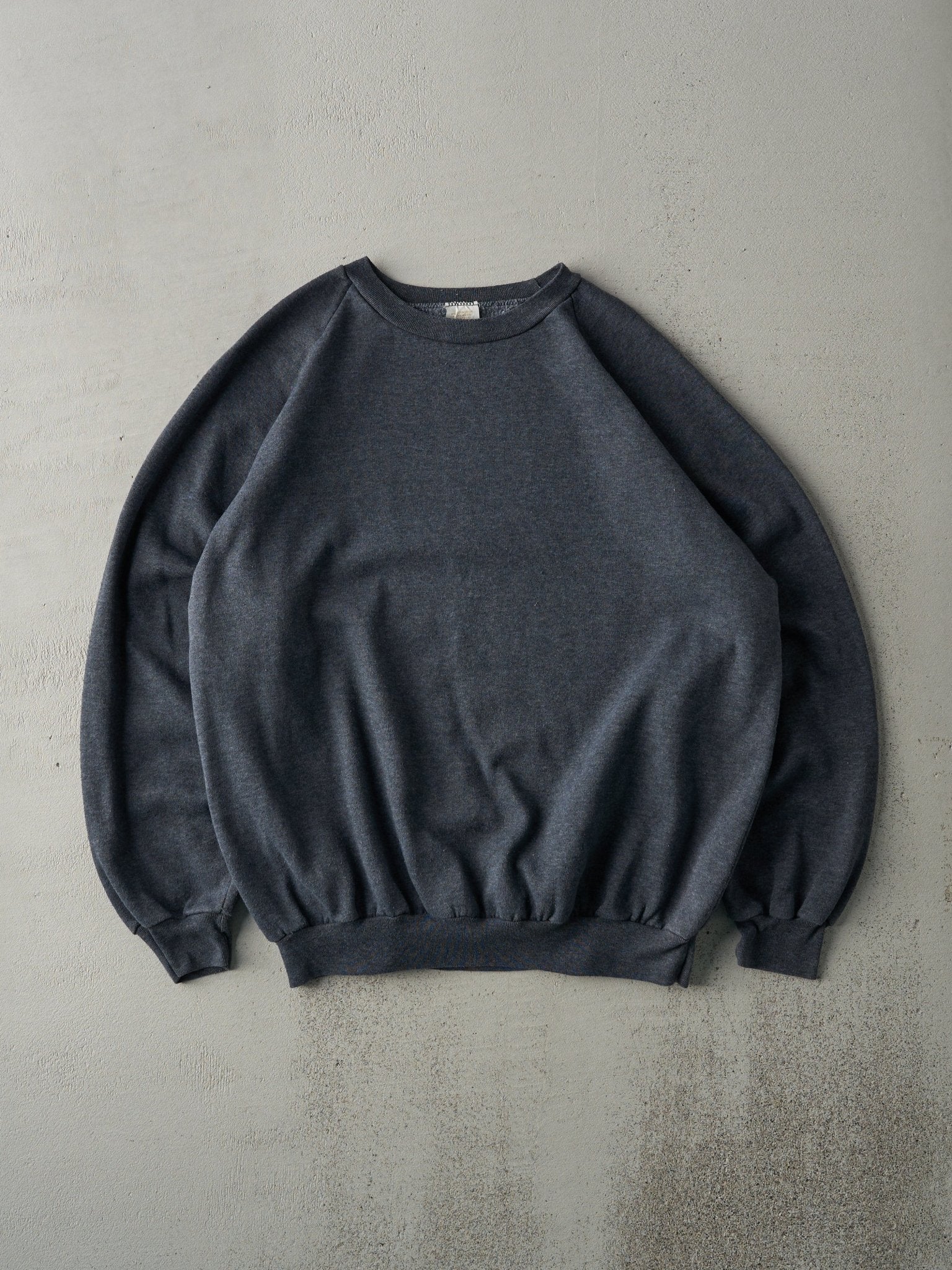 Vintage 80s Charcoal Grey Blank Boxy Crewneck (L)