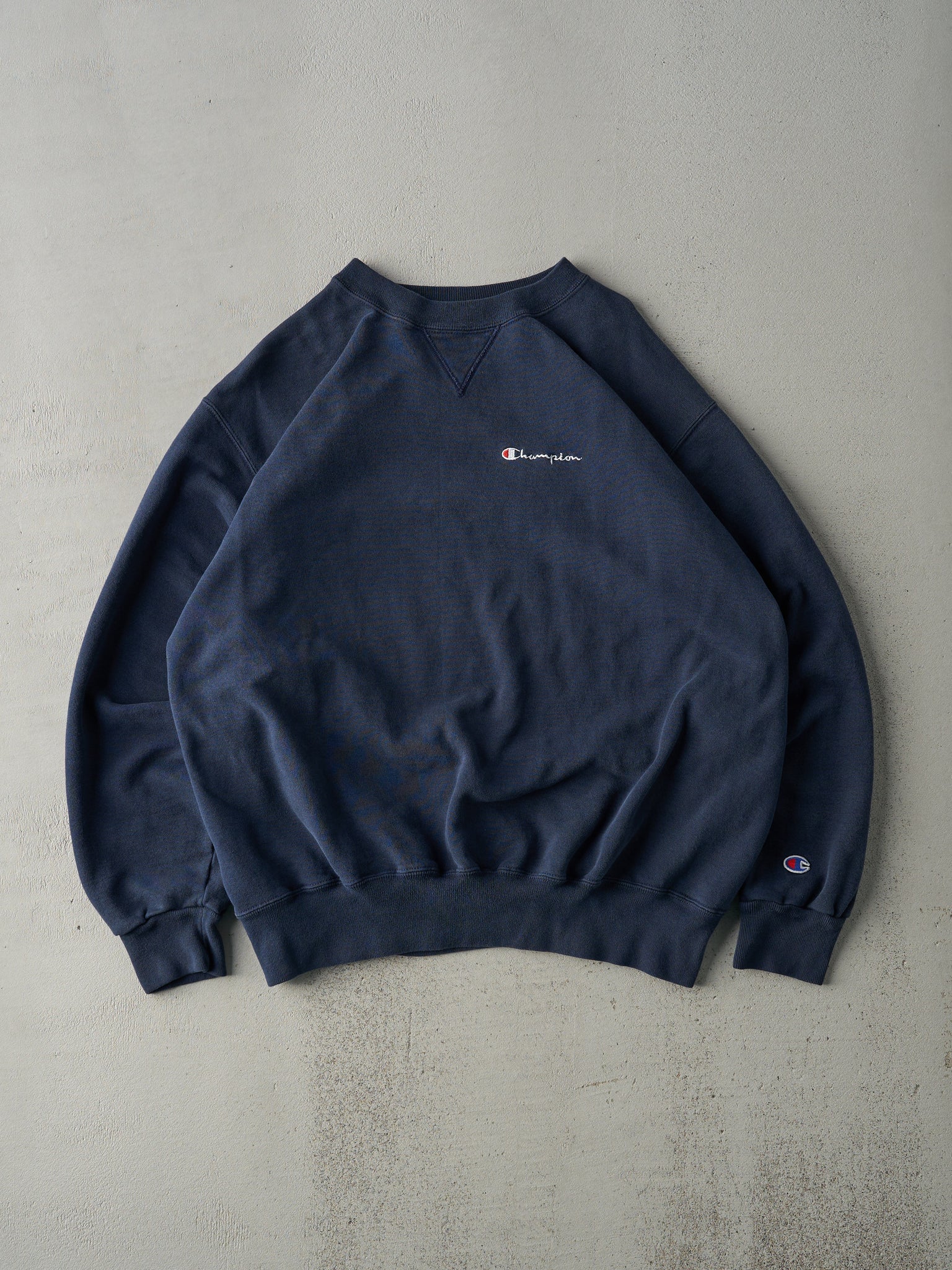 Vintage 90s Navy Blue Champion Logo Boxy Crewneck (L)