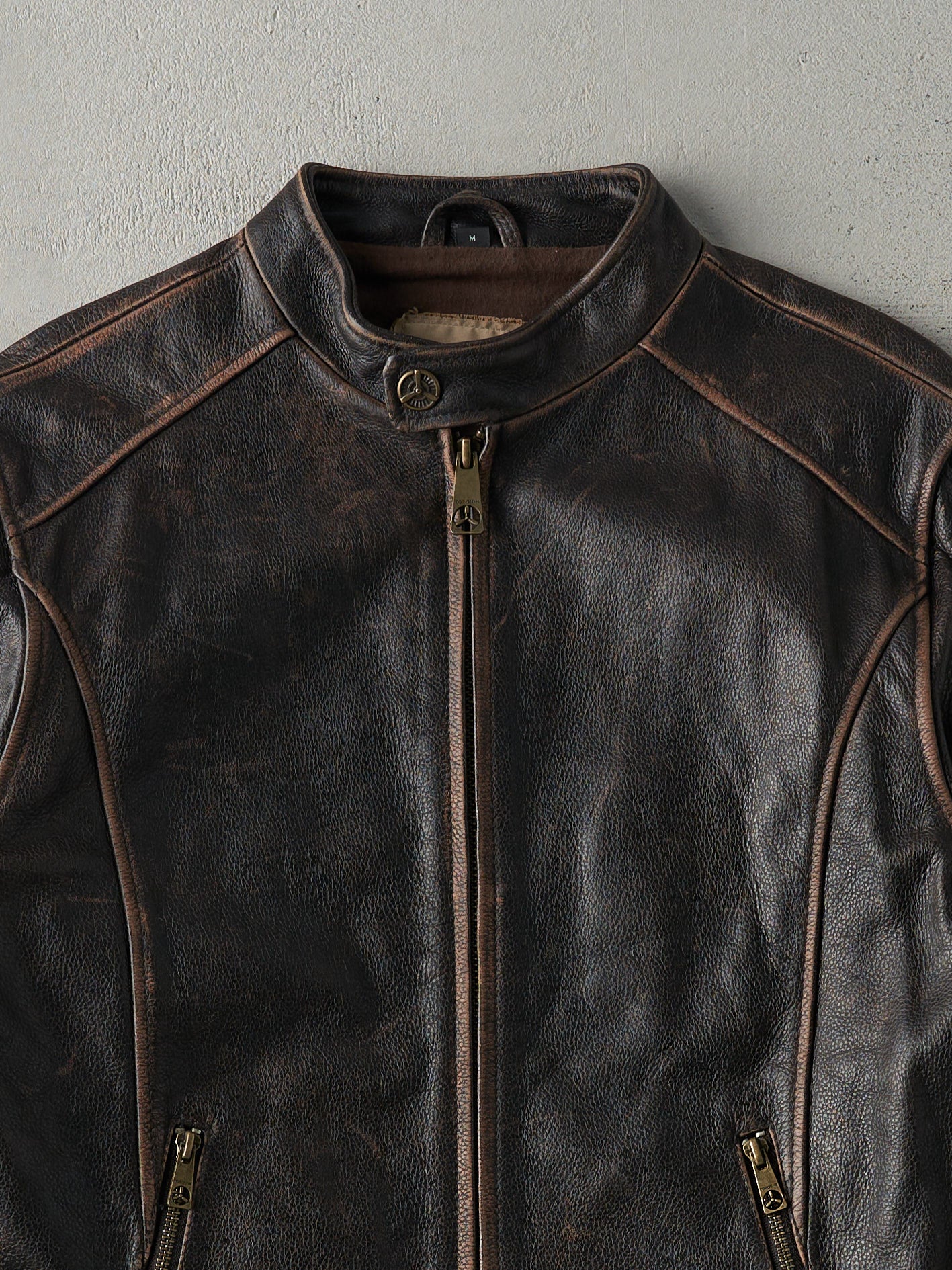 Vintage 90s Dark Brown Top Gun Leather Jacket (S/M)