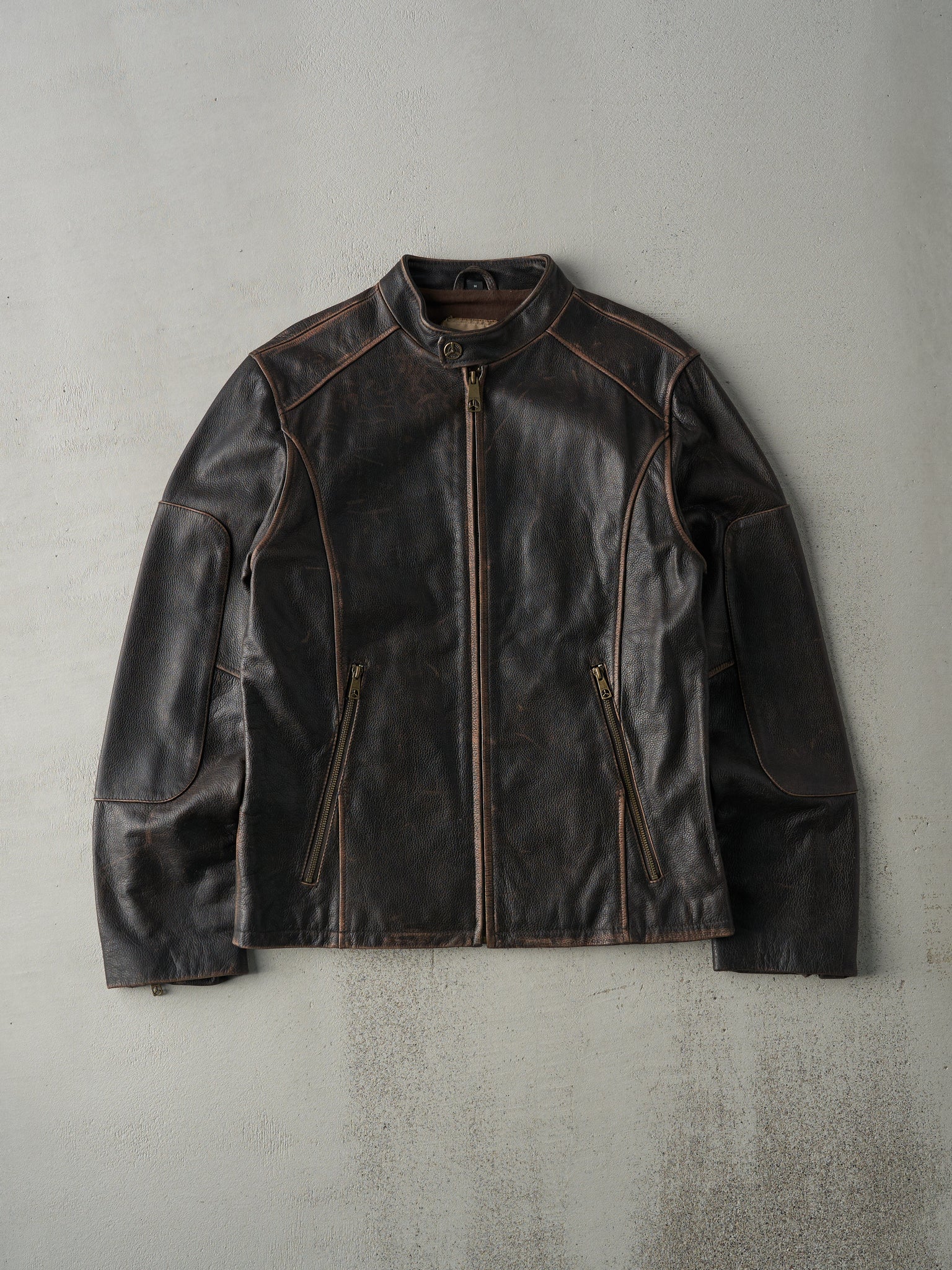 Vintage 90s Dark Brown Top Gun Leather Jacket (S/M)