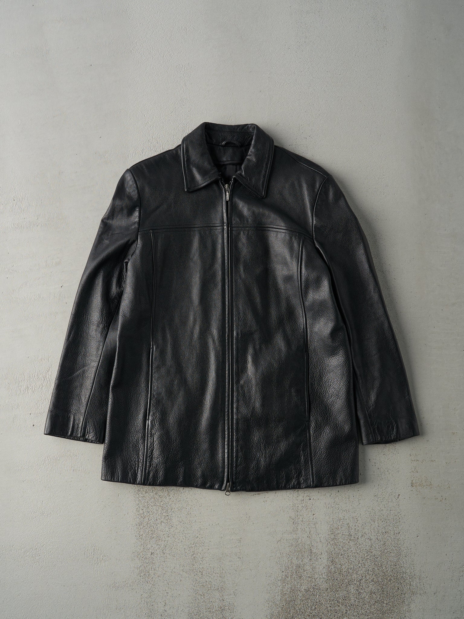 Vintage 90s Black Danier Long Leather Jacket (S)