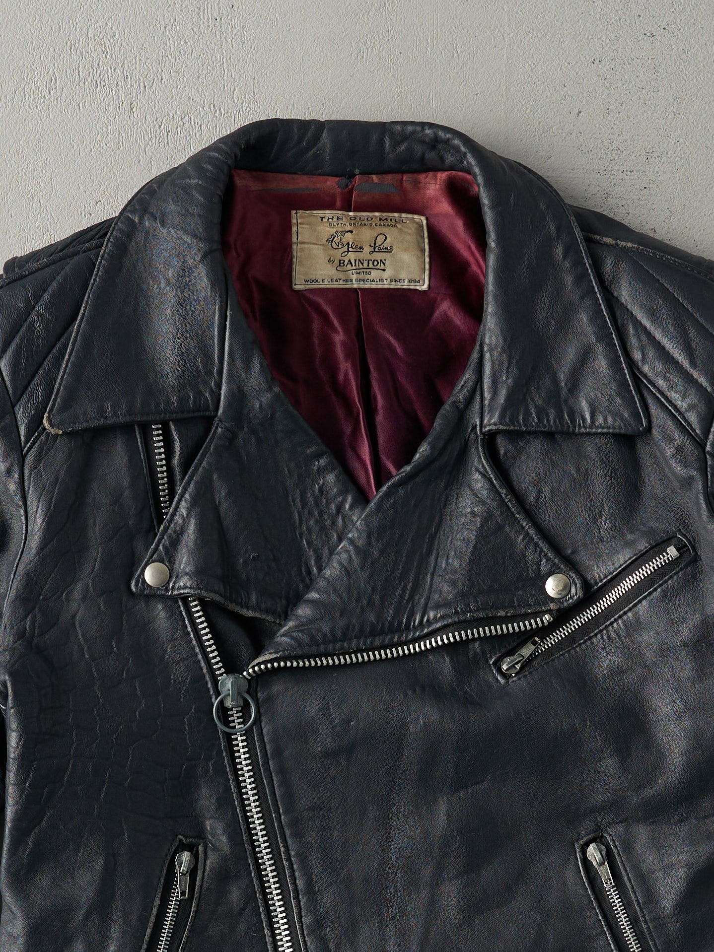 Vintage 70s Black Glen Laine by Bainton Leather Jacket (S/M)