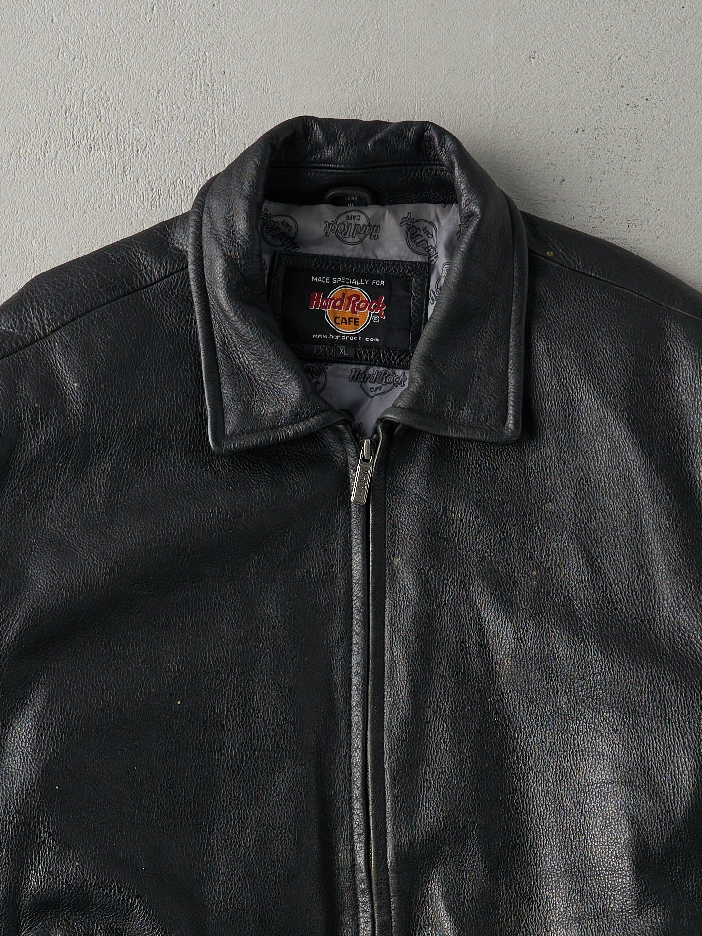 Vintage 90s Black Hard Rock Cafe Munich Leather Bomber Jacket (M/L)