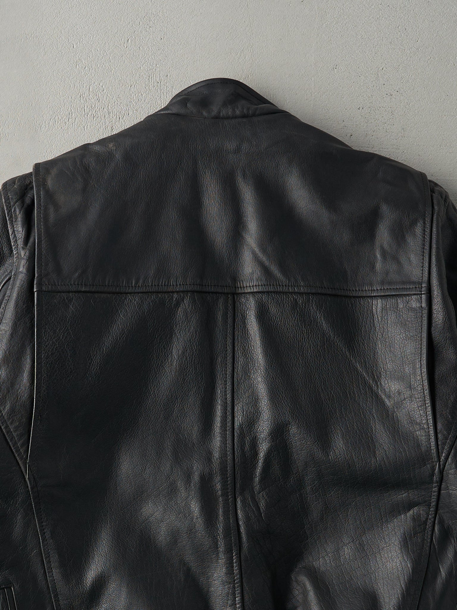 Vintage 80s Black Unik International Leather Biker Jacket (L)