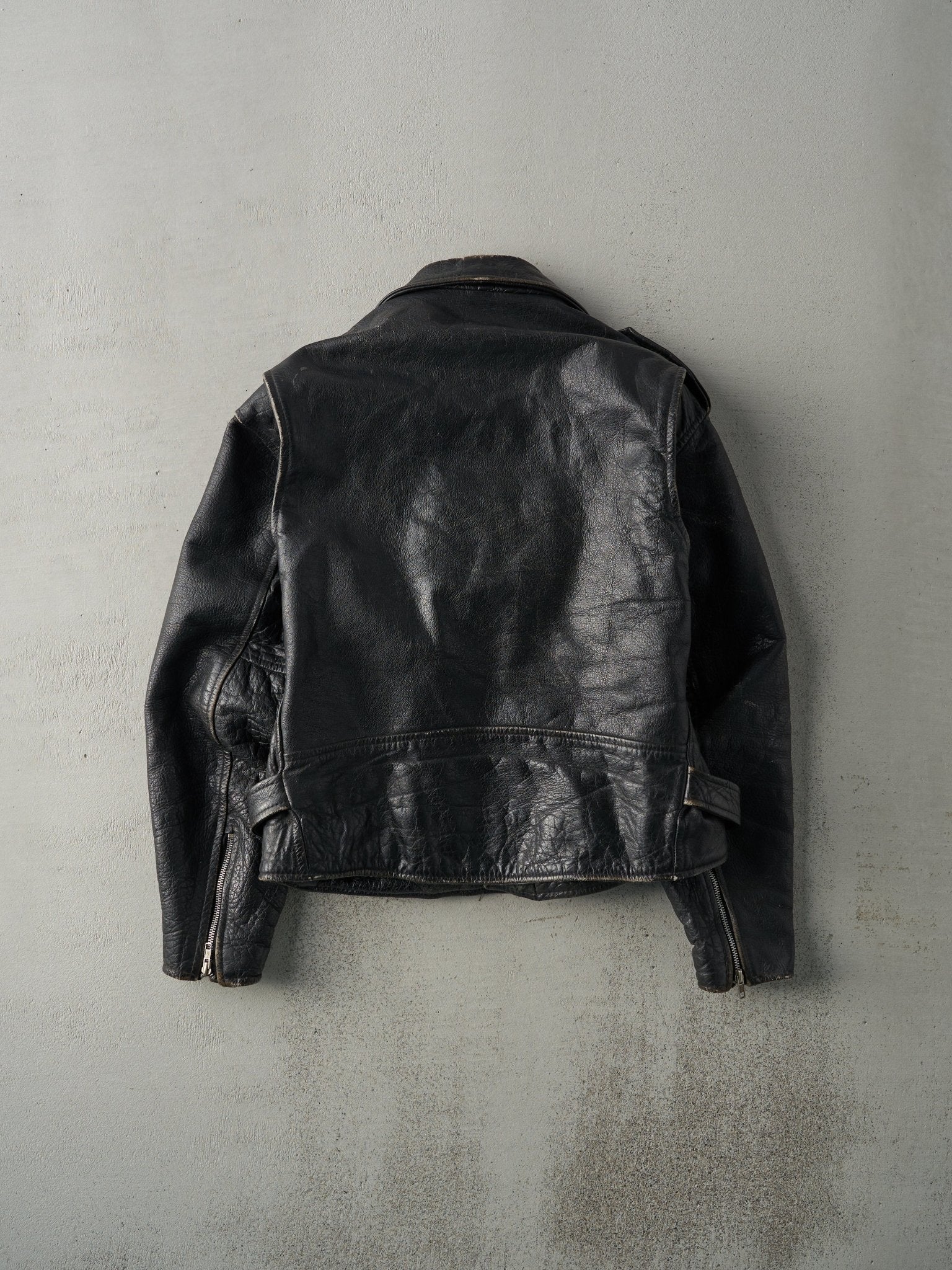 Vintage 70s Black Leather Pro-Rider USA Biker Jacket (M)